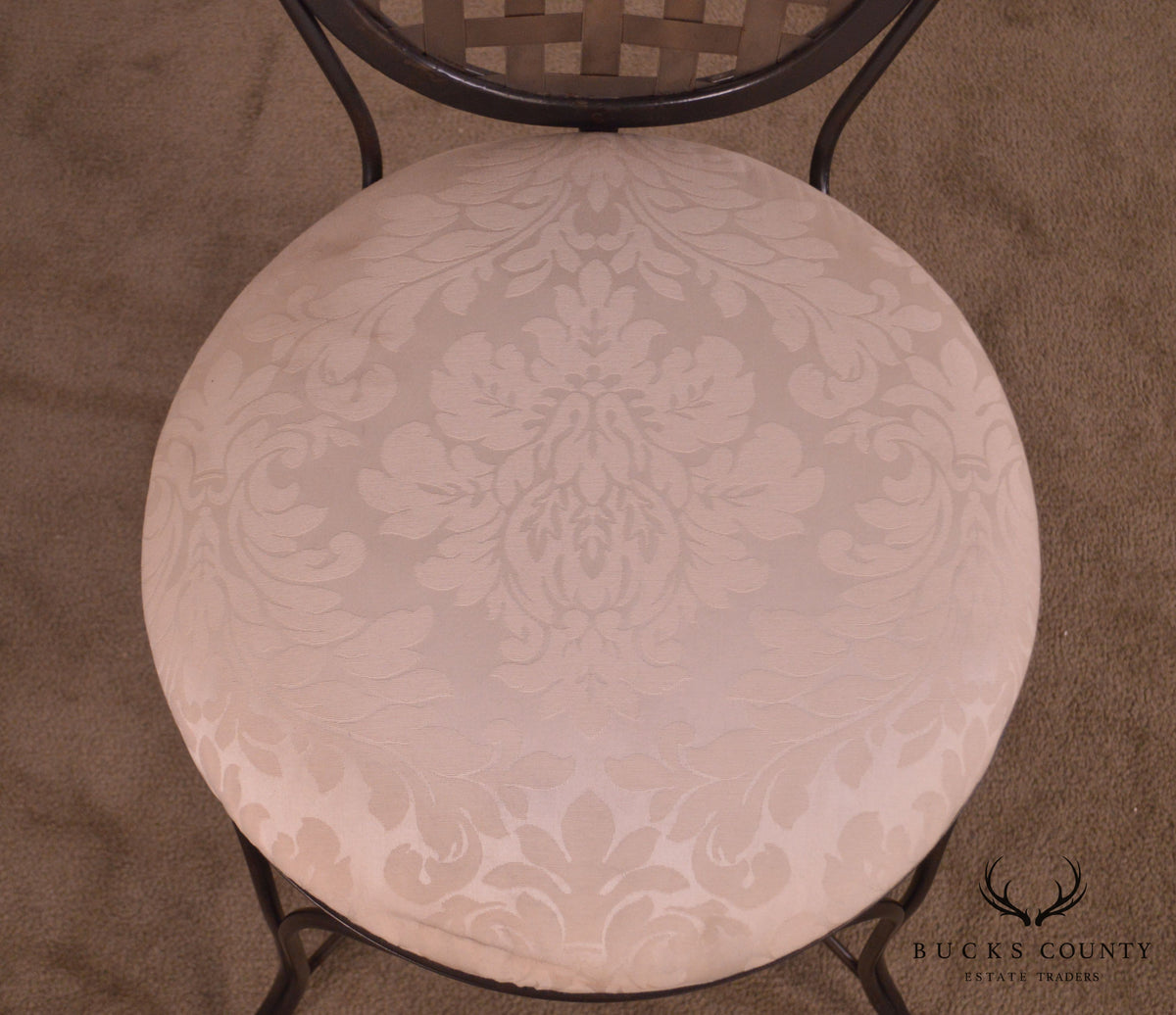 Quality Wrought Iron Lattice Back Side Chair