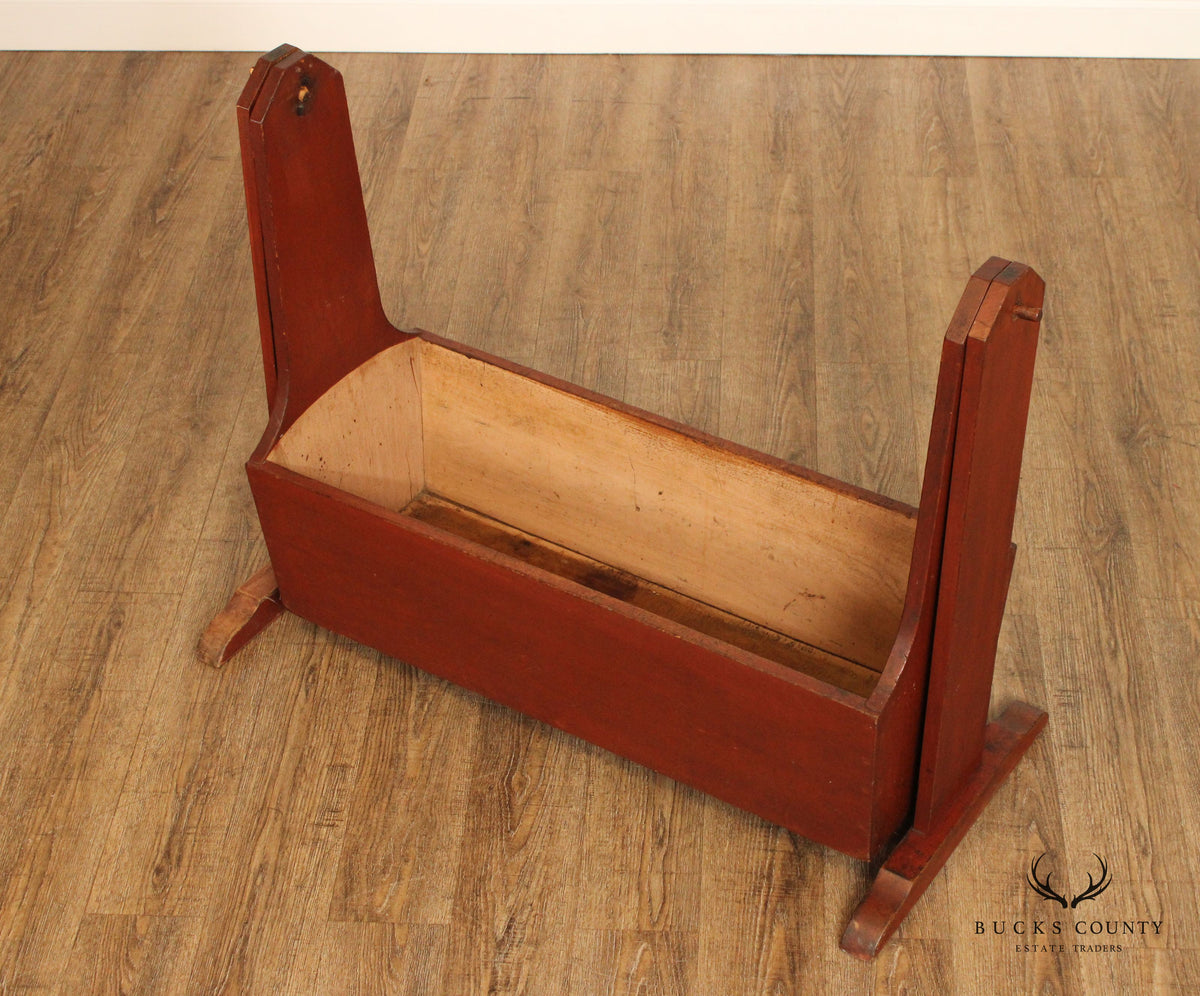 Antique American Red Painted Swing Cradle