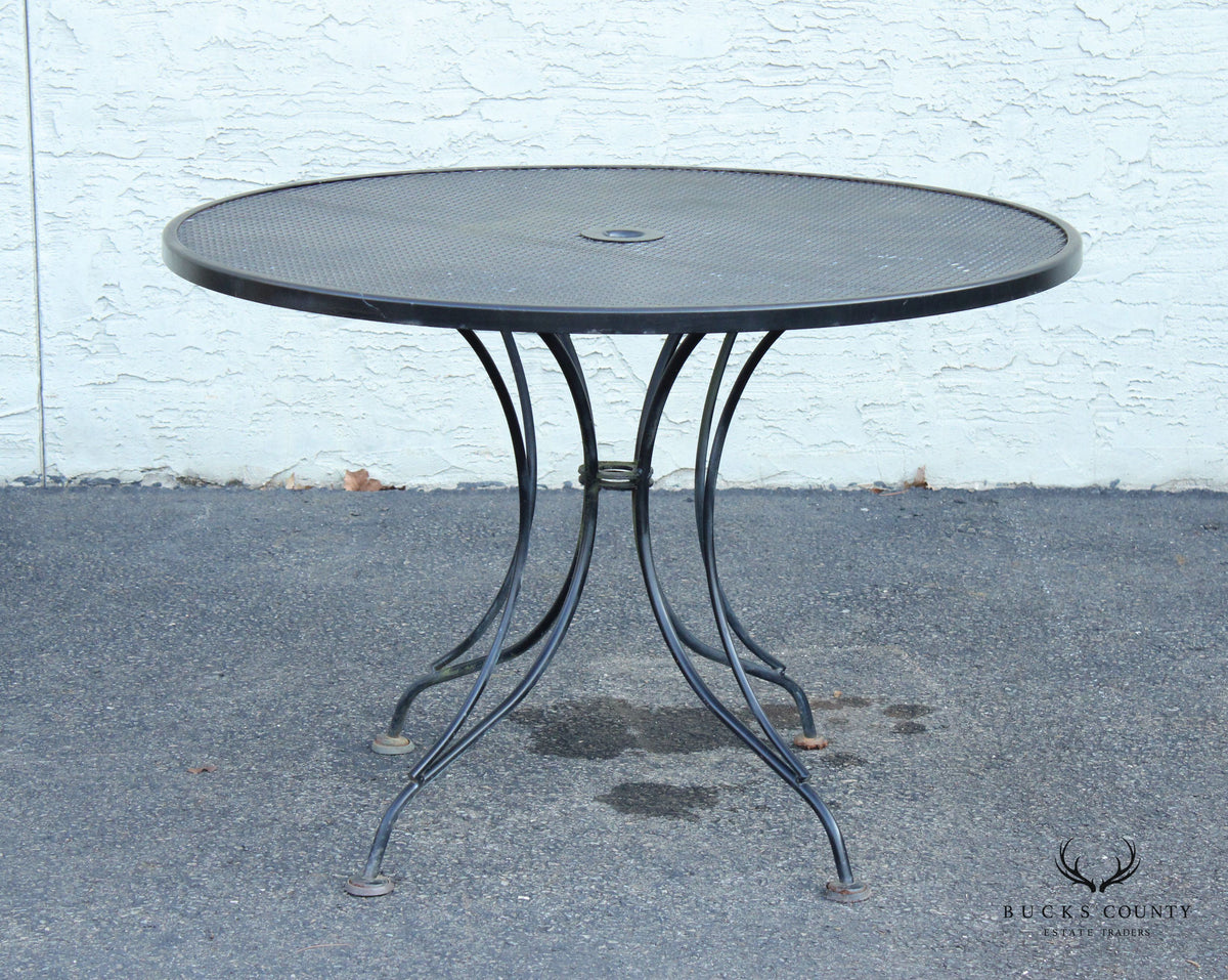 Vintage 42 Inch Round Wrought Iron Outdoor Patio Dining Table