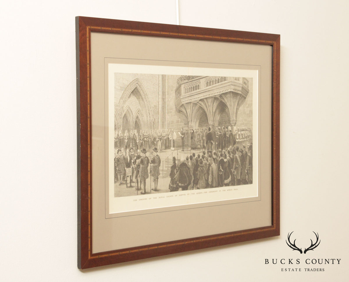 Antique English Engraving, Royal Court Ceremony London