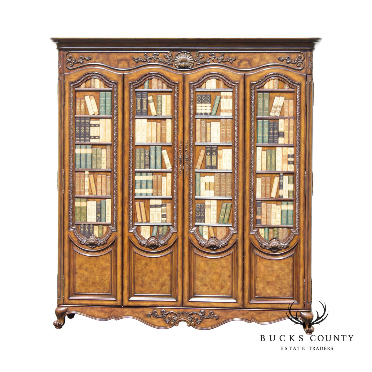 Maitland Smith Monumental Louis XV Style Faux Book Entertainment Armoire
