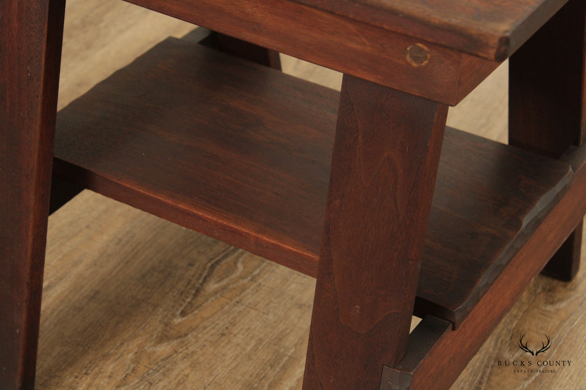 C.W. Davis Arts & Crafts Style Carved Side Table
