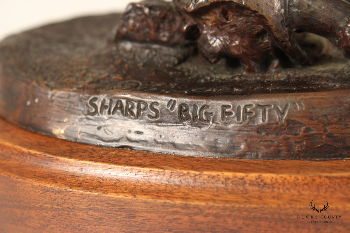 Carl Pugliese Western Style 'Sharps Big Fifty' Bronze Sculpture