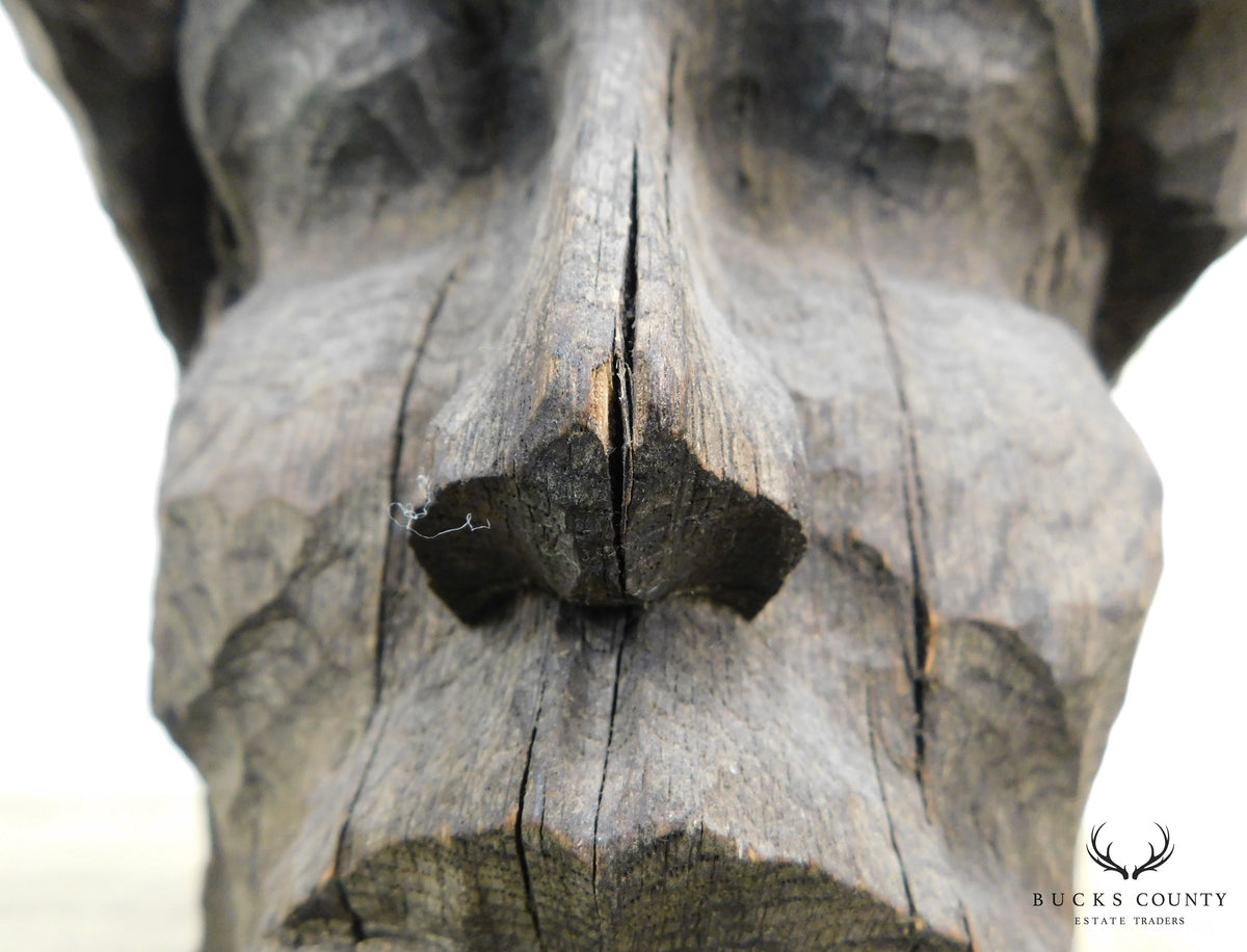 Hand Carved Wooden Face Tribal Sculpture