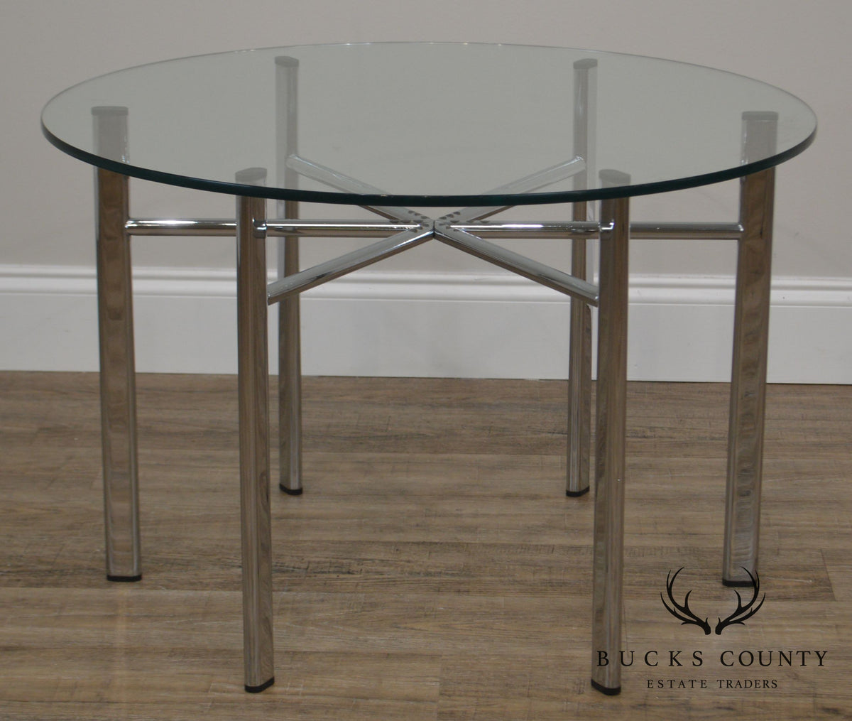 Round Glass Top Side Table w/ Chrome Base