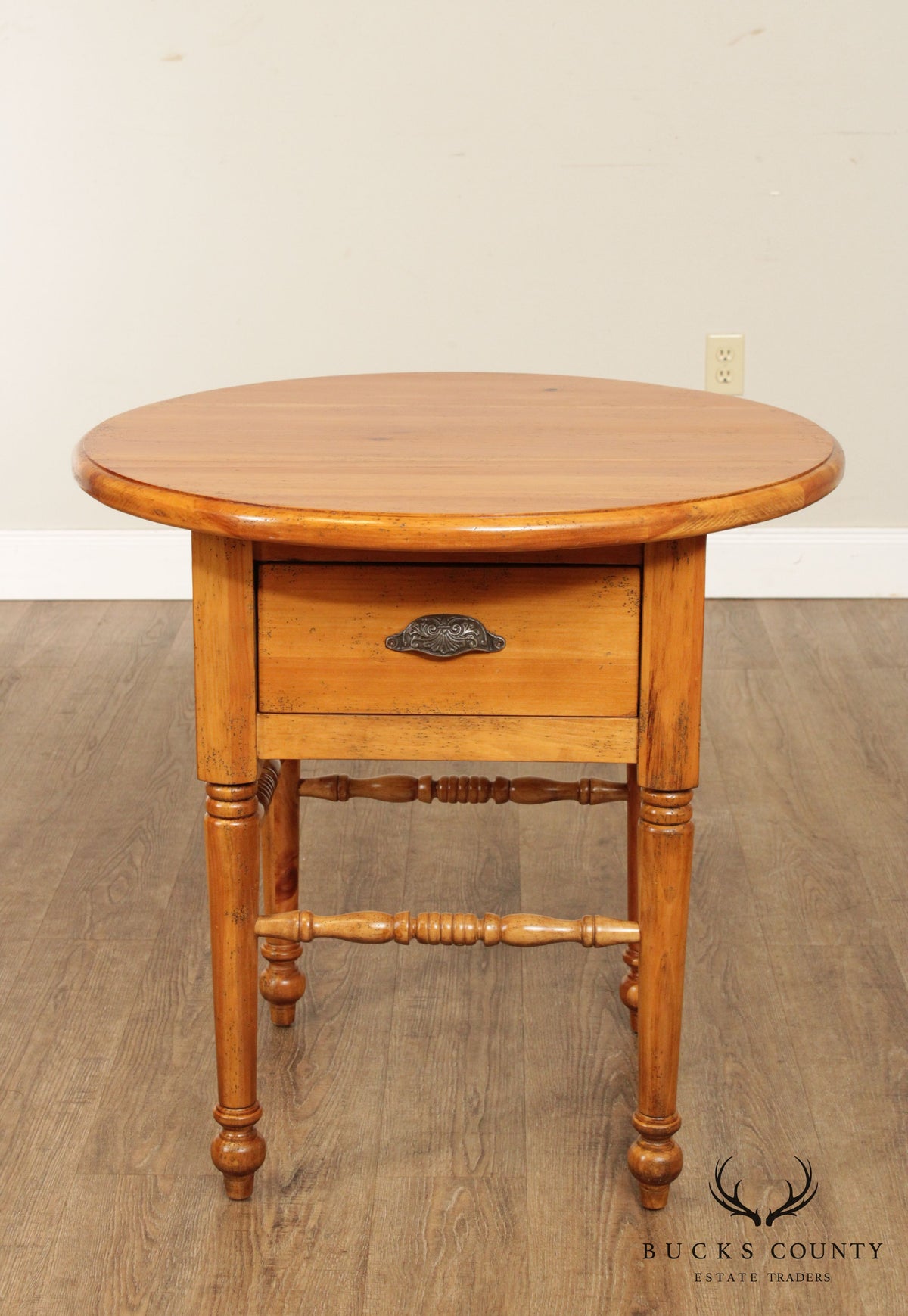 Eddy West Round Pine One Drawer Side Table