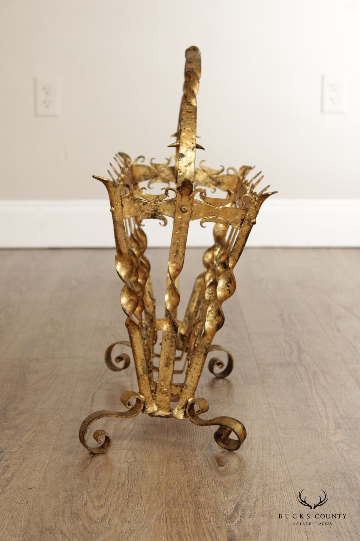 Mid Century Italian Gilt Metal Magazine Holder