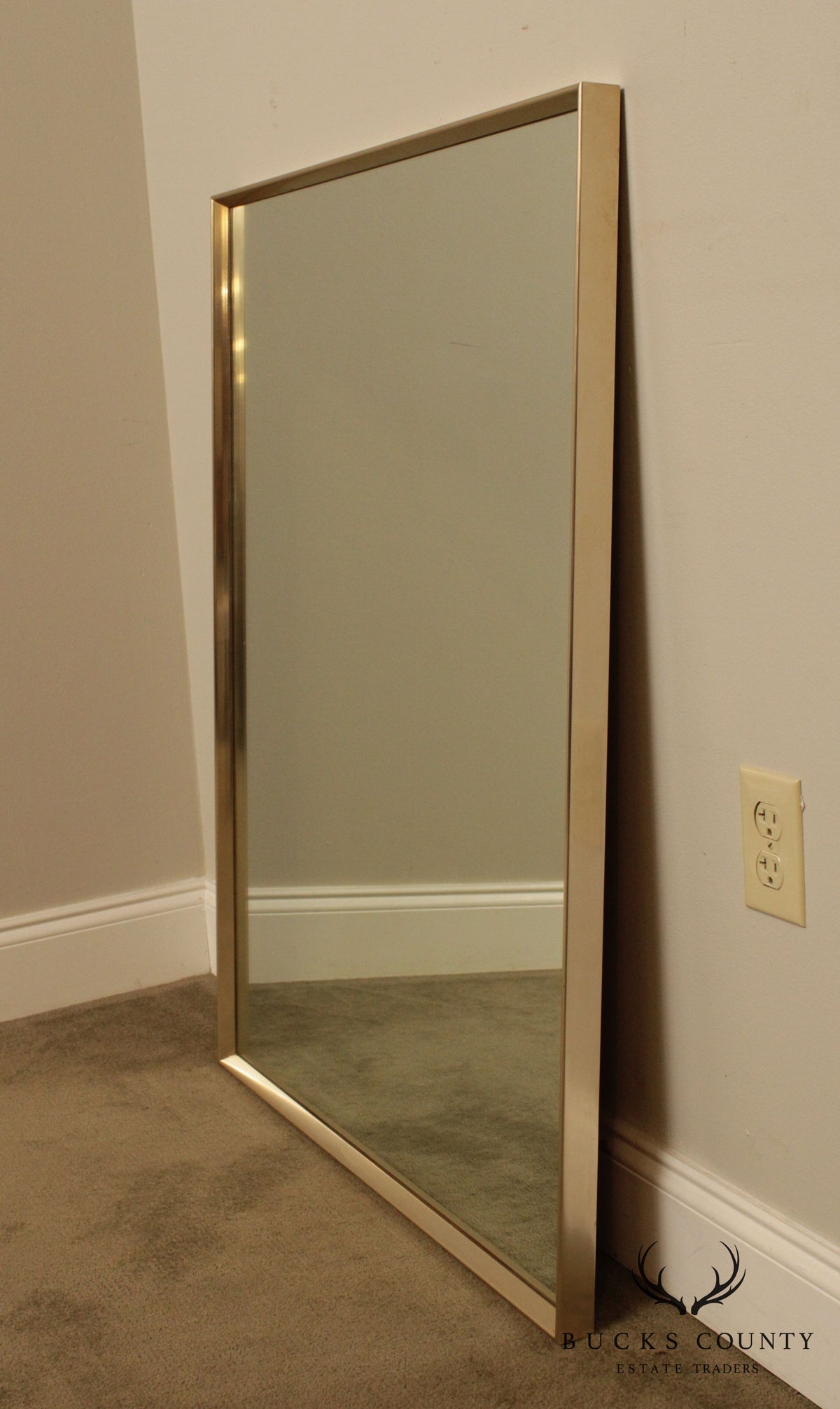 John Stuart Mid Century Modern Metal Frame Wall Mirror