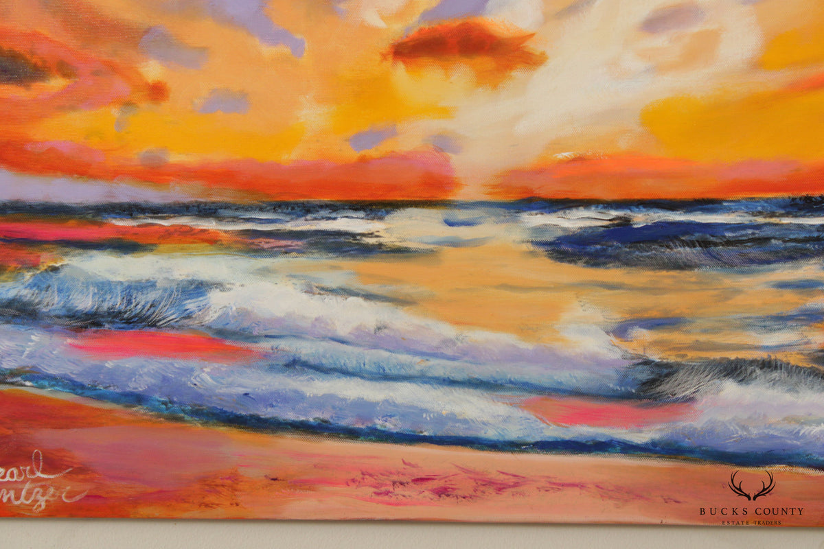 Pearl Mintzer 'Sunset Beach' Original Painting