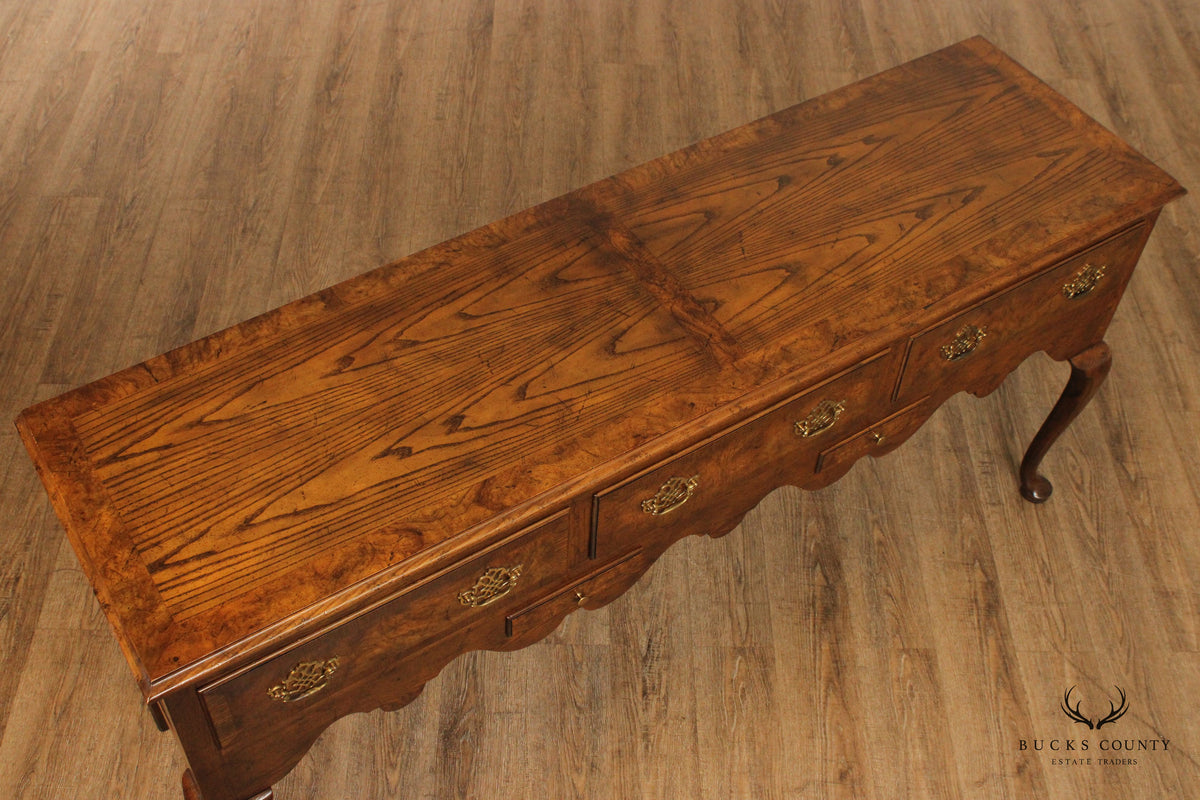 Baker Queen Anne Style Burlwood Sideboard Buffet