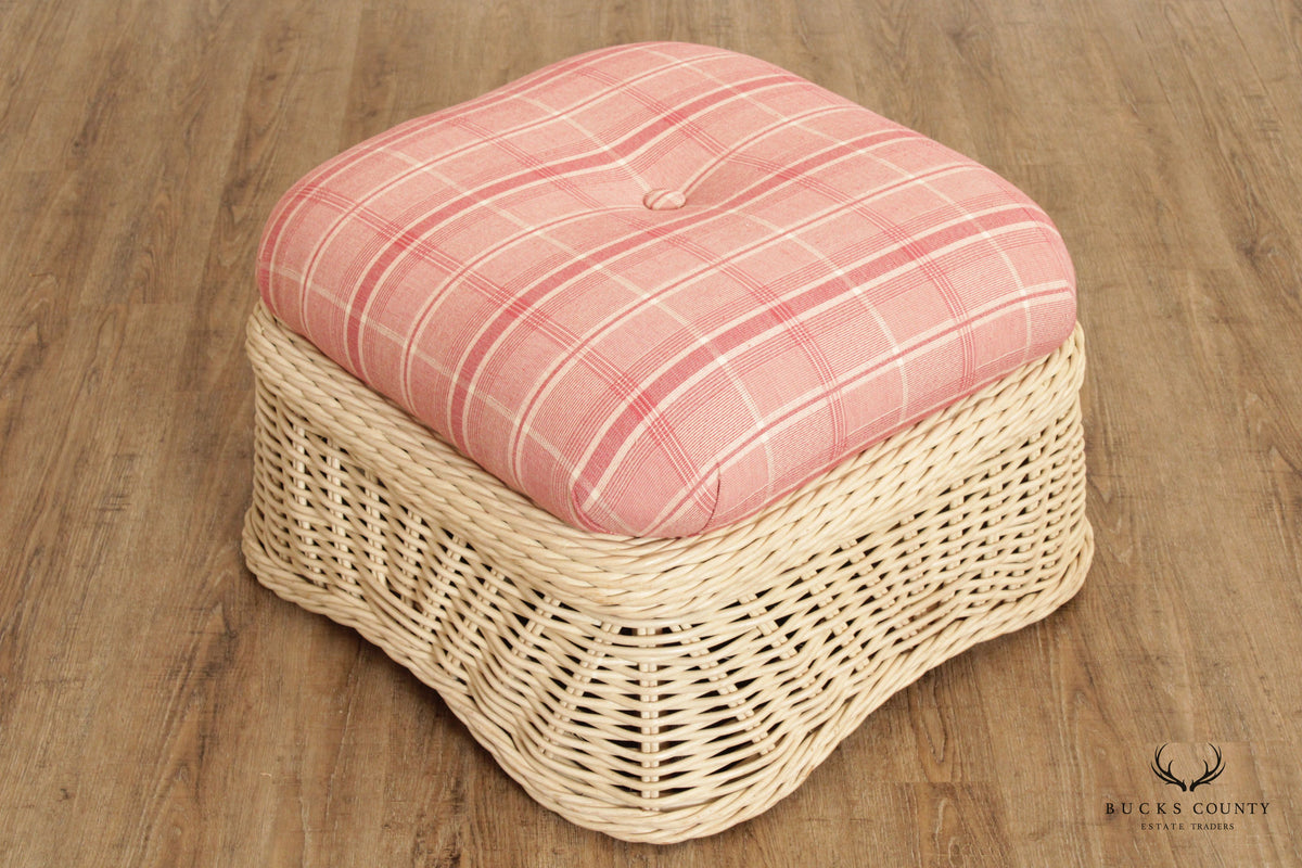 Vintage Quality Woven Wicker Ottoman Footstool