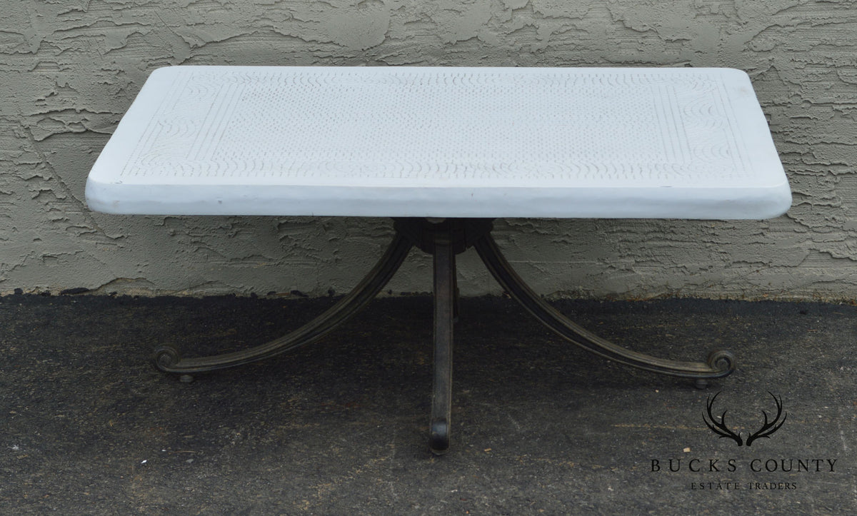 Quality Cast Aluminum & Faux Stone Top Patio Coffee or Cocktail Table