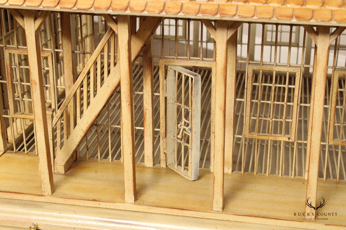Victorian Style Two-Piece Wooden Bird House on Stand