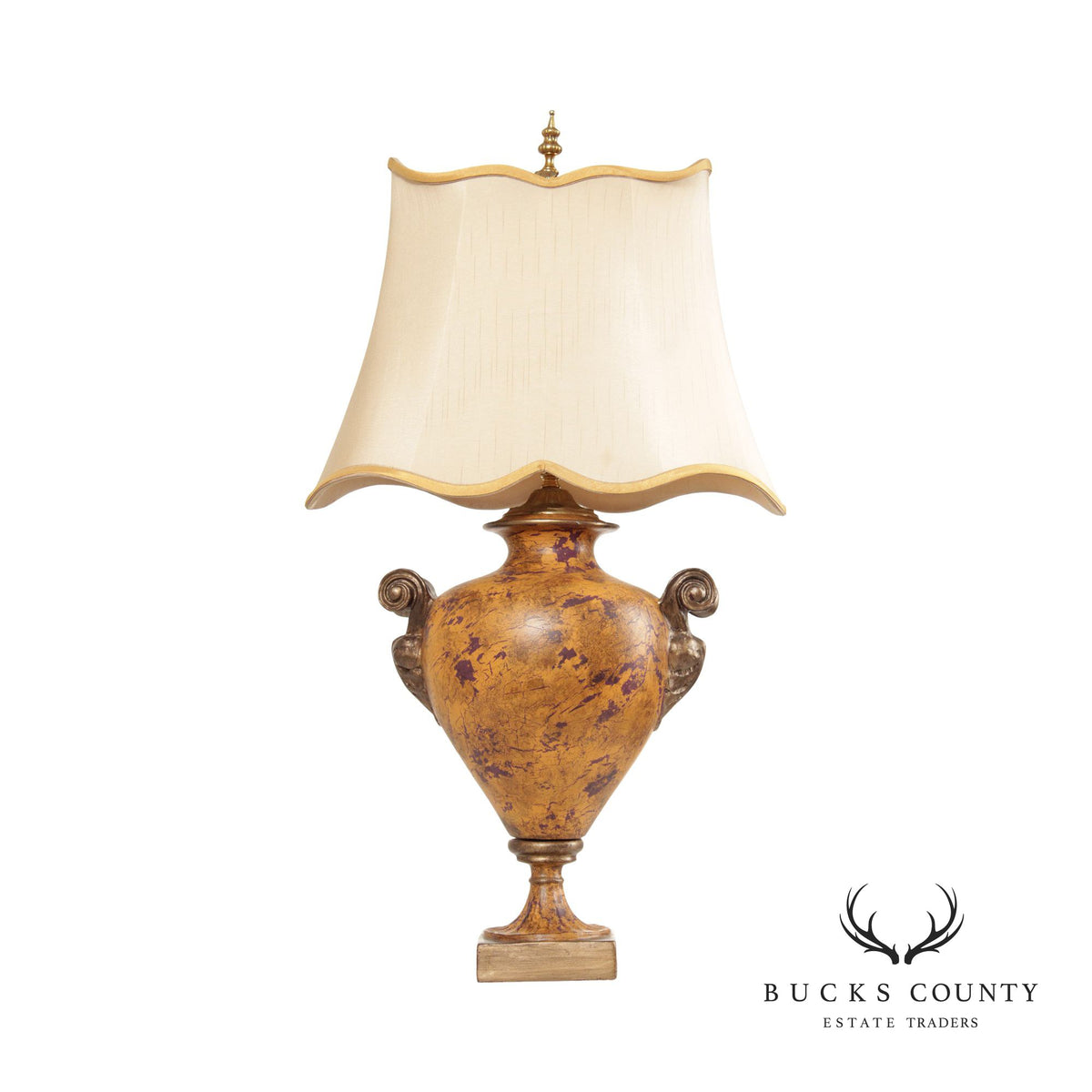 Italian Style Painted Urn Table Lamp with Custom Shade