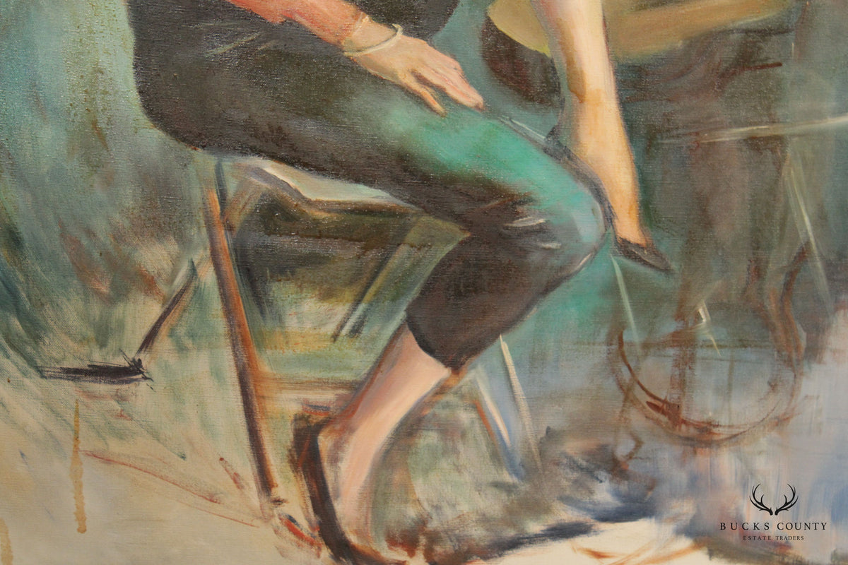 Ray Lash 1960s Portrait of Woman Original Oil Painting
