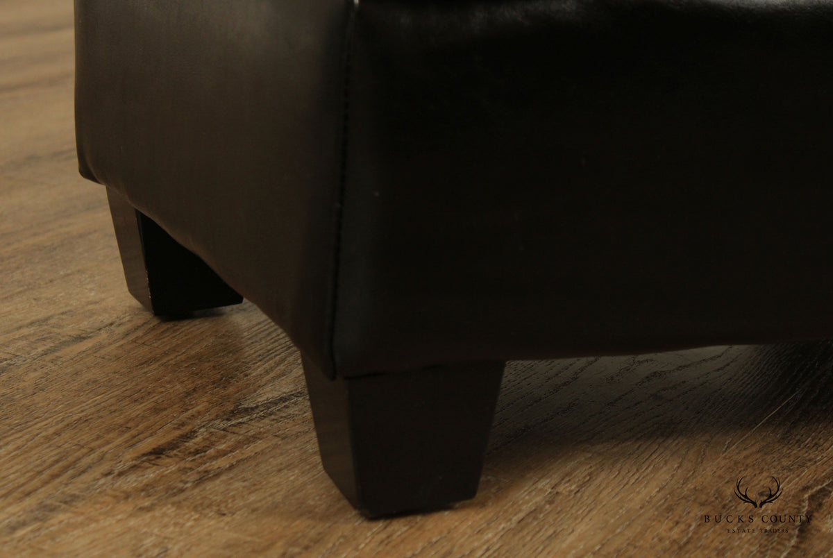 Vintage Modern Leather Upholstered Footstool