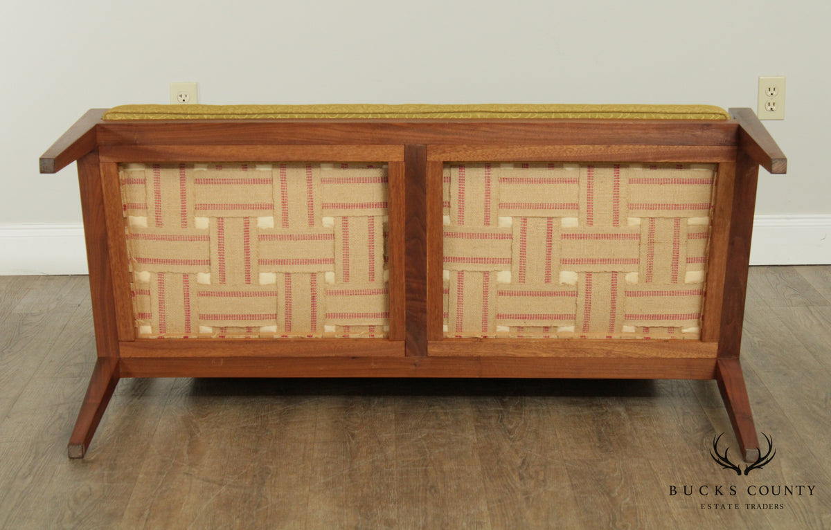 Mid Century Modern Custom Quality Pair Walnut Settees