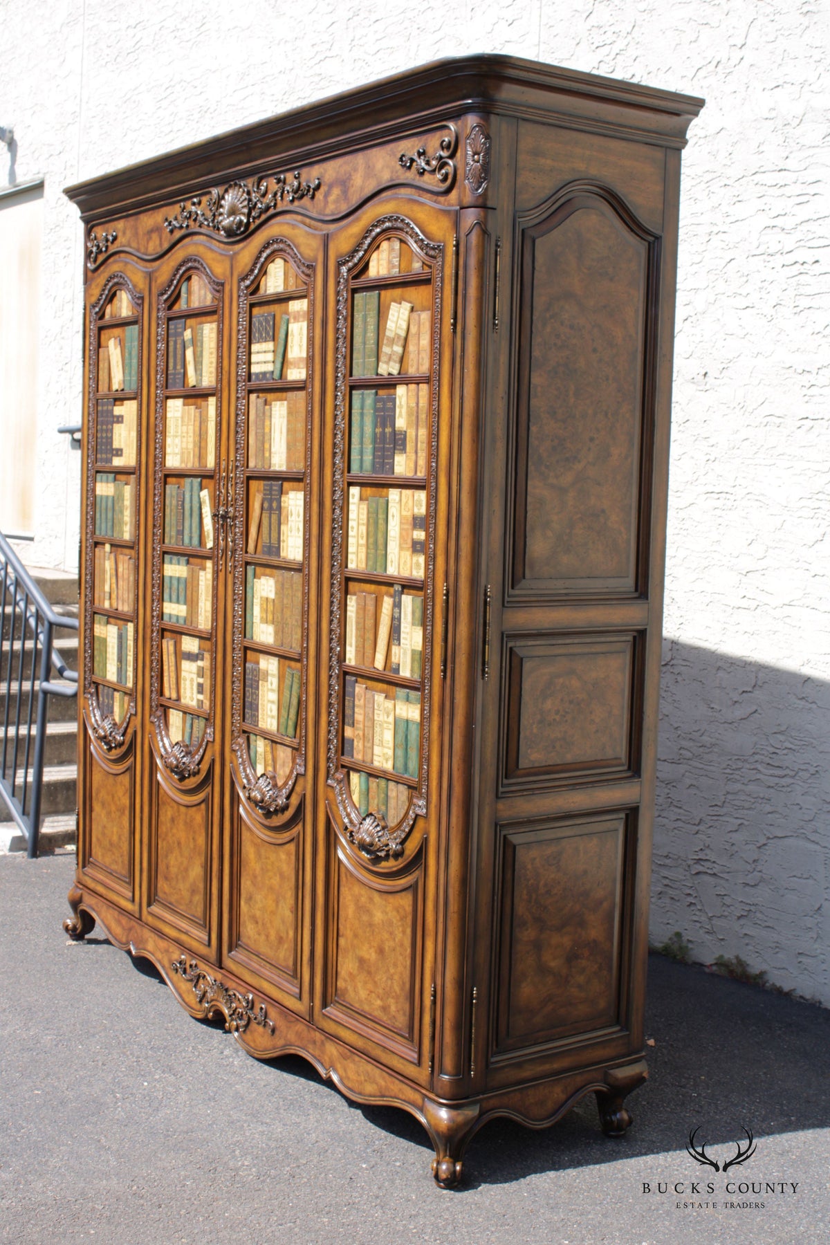 Maitland Smith Monumental Louis XV Style Faux Book Entertainment Armoire