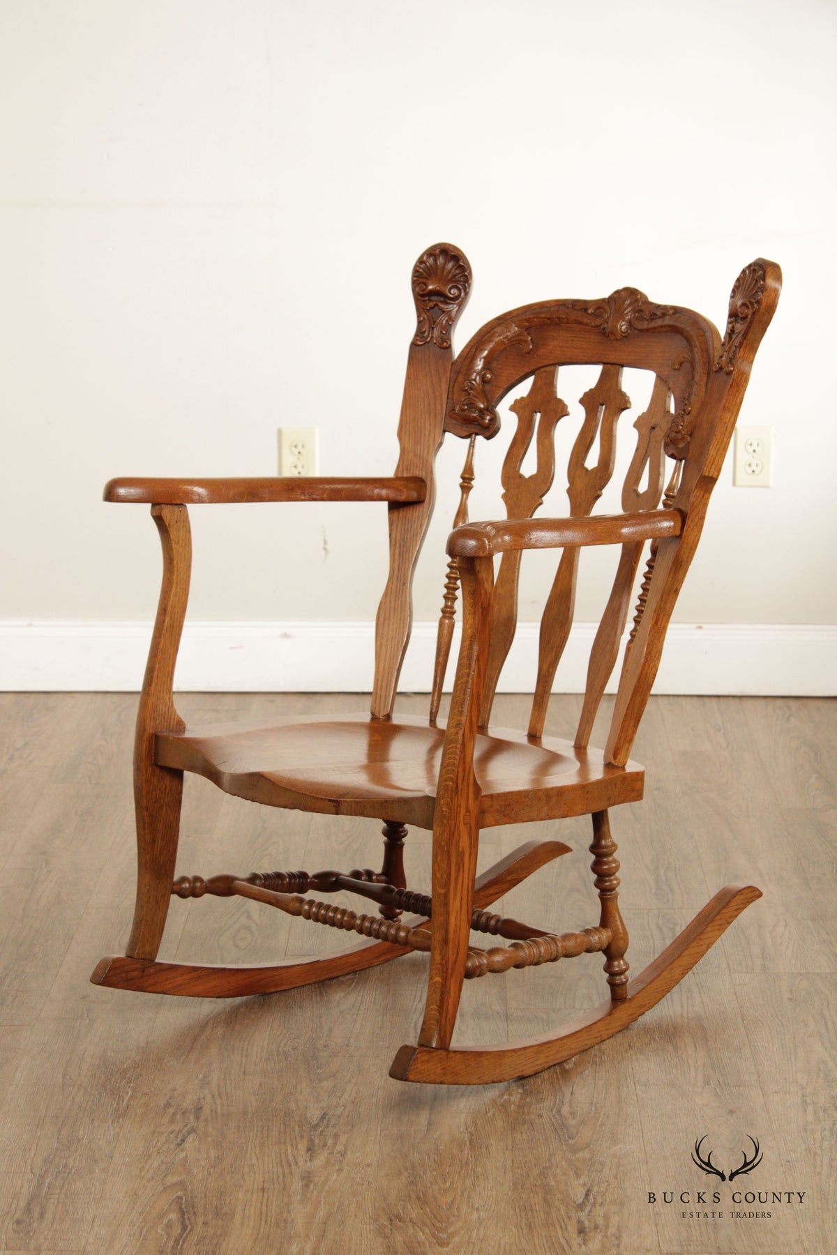 Victorian Renaissance Revival Style Oak Carved Rocker