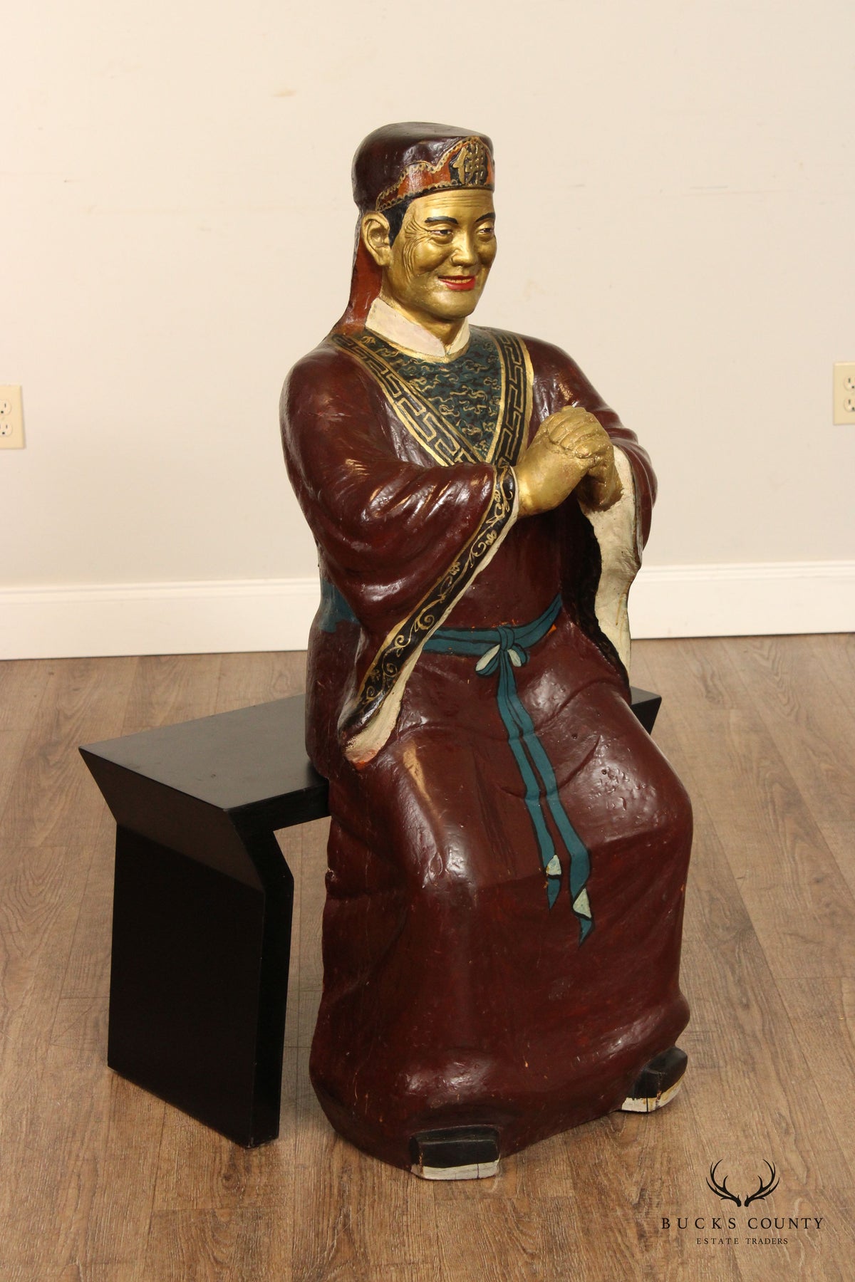 Chinese Polychrome and Gilt Painted Votive Figure