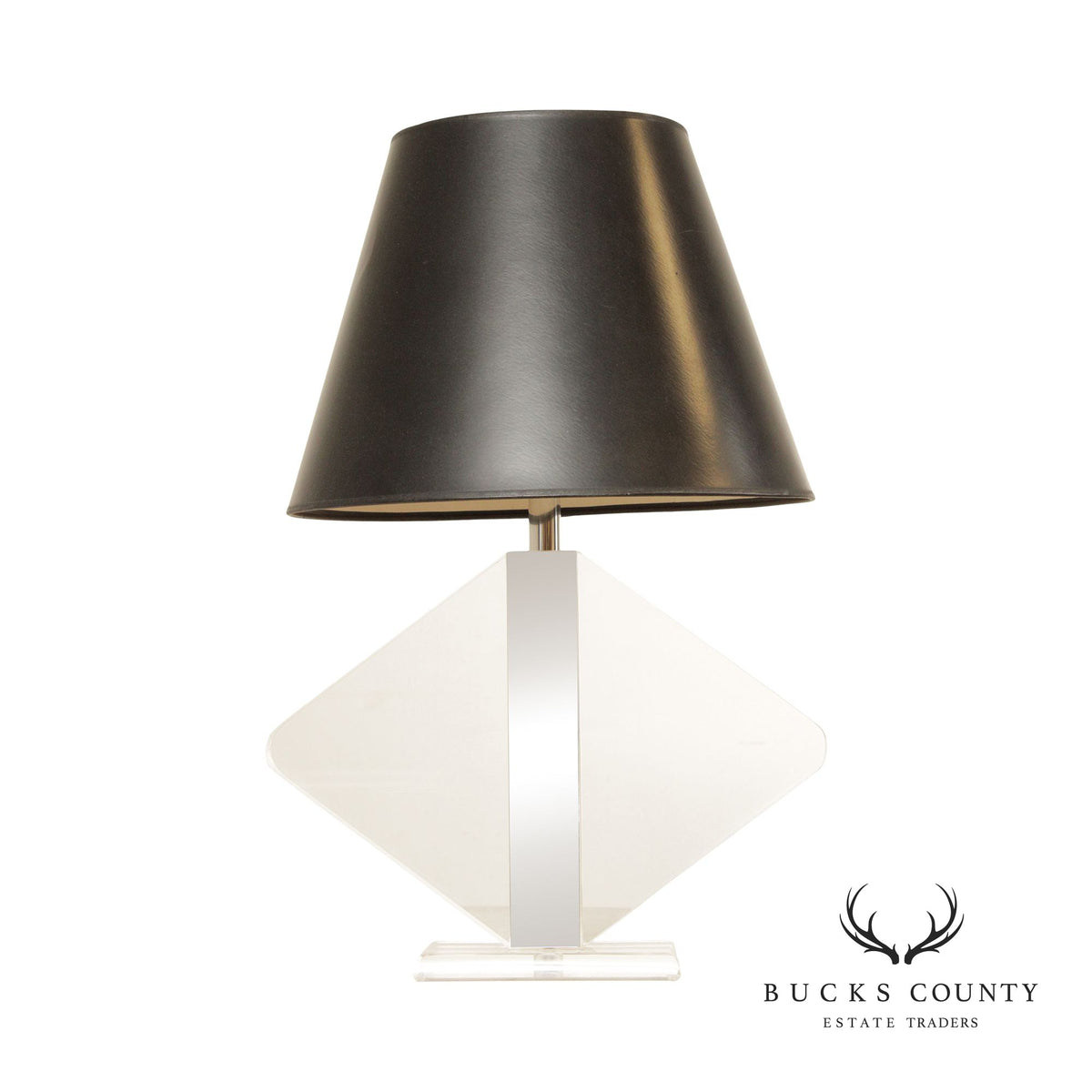 George Bullio Post Modern Chrome and Lucite Table Lamp