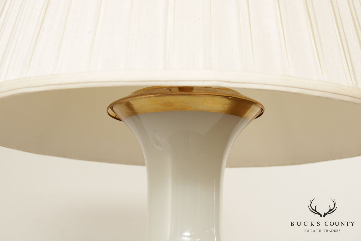 Neoclassical Opaque and Partial Gilt Urn Form Glass Table Lamp