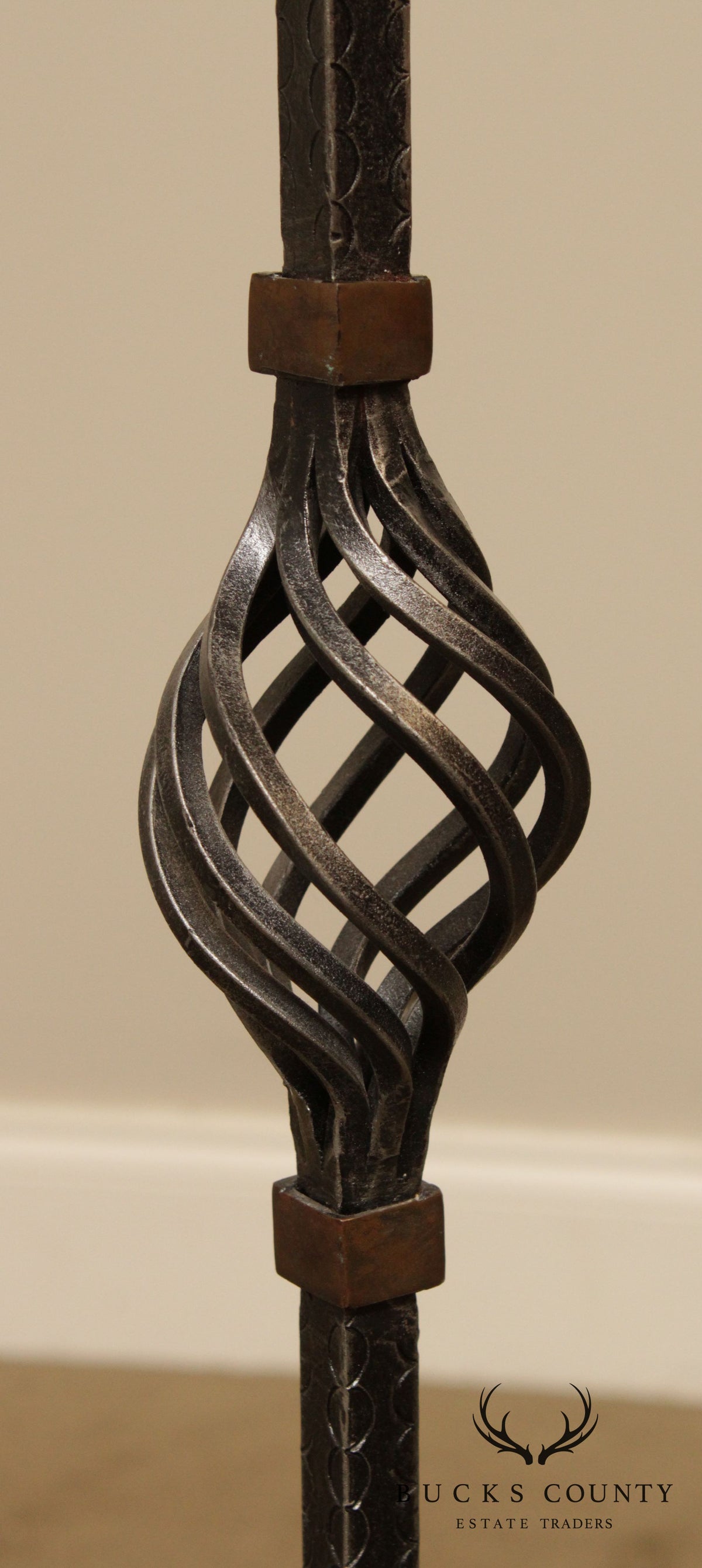 Spanish Renaissance Style Pair Forged Iron Candle Stands