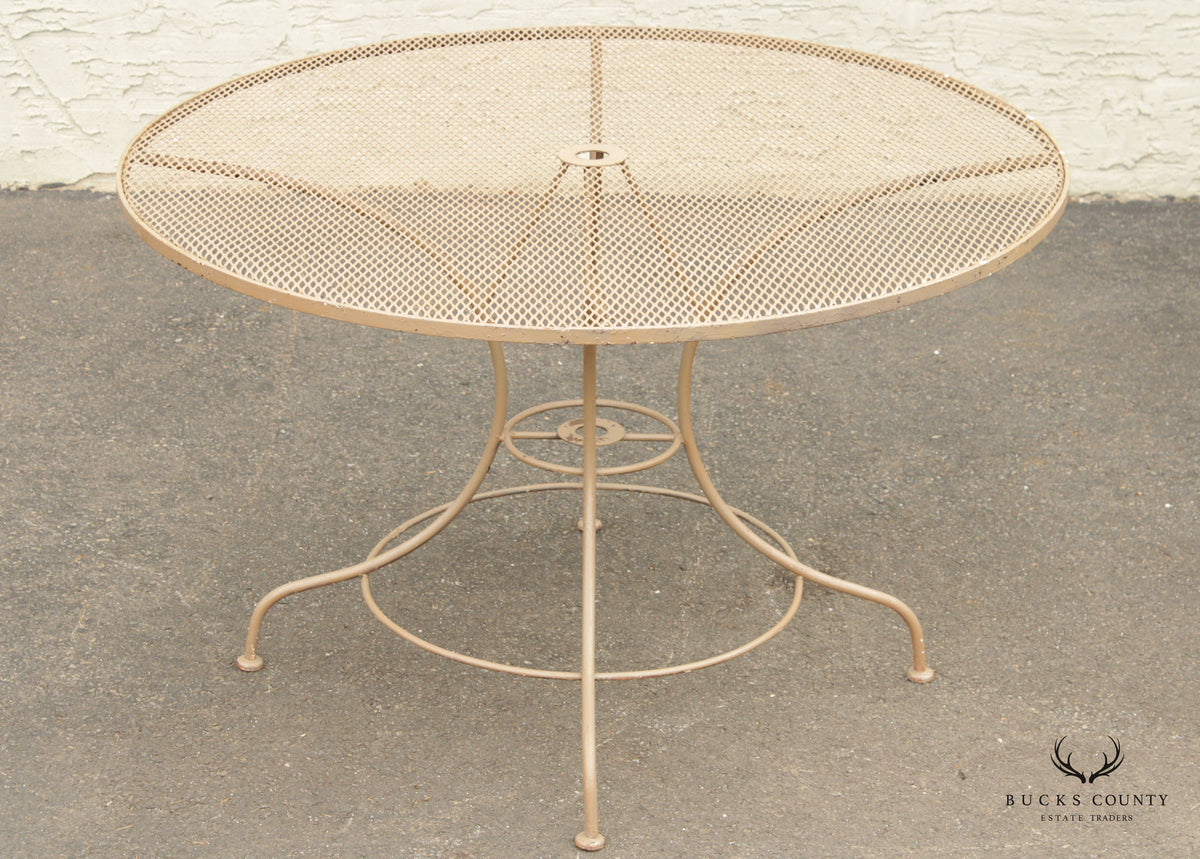 Mid Century Vintage Wrought Iron Round Patio Garden Or Dining Table