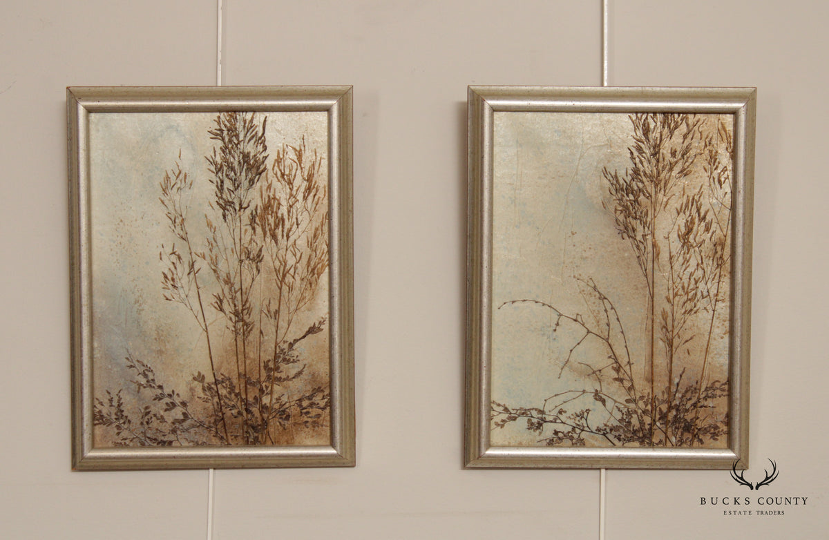 Caroline Starrett Pressed Botanical Pair of Mixed Media Collages