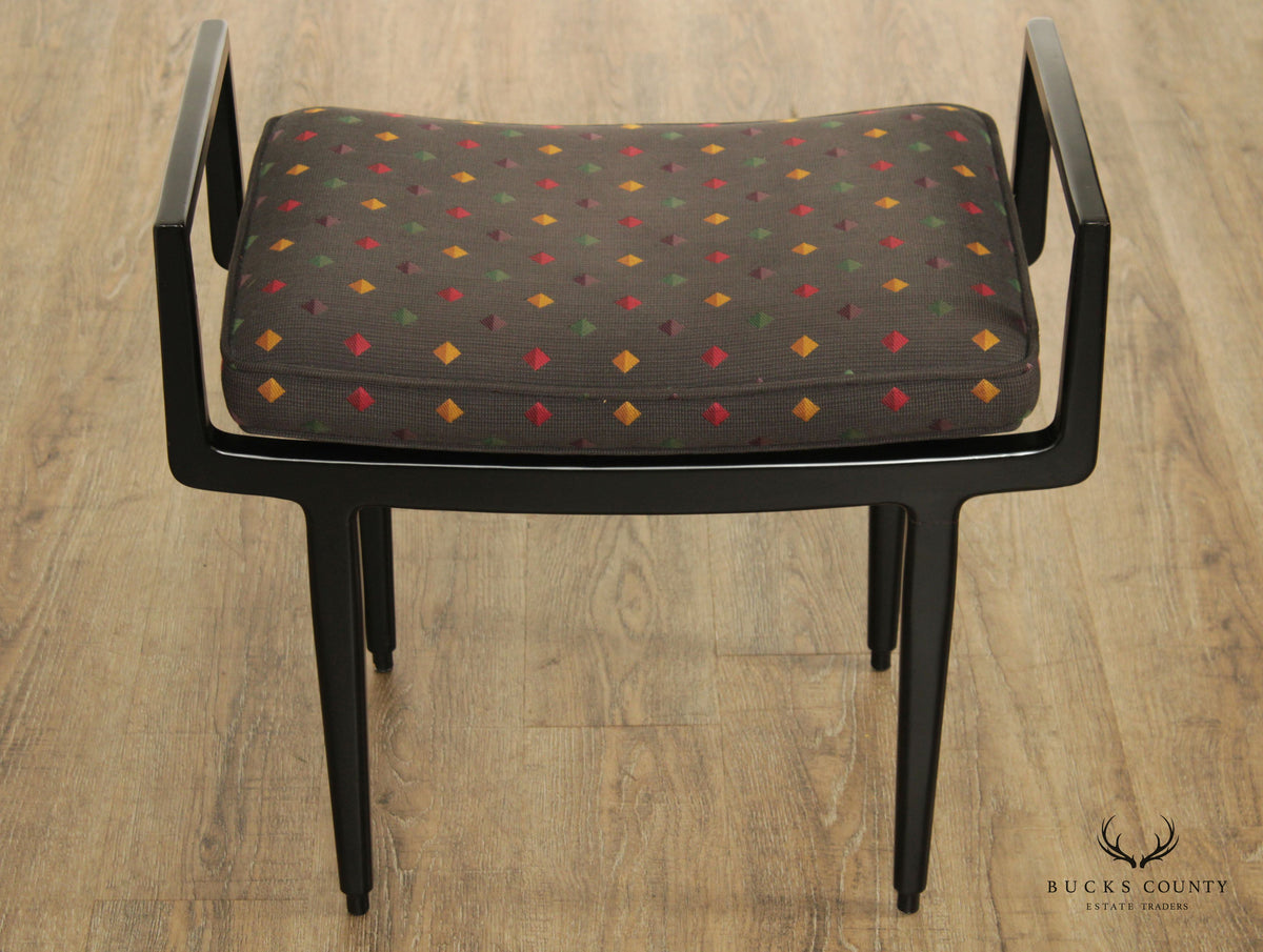Baker Furniture Mid Century Modern Style Black Lacquered Foot Stool