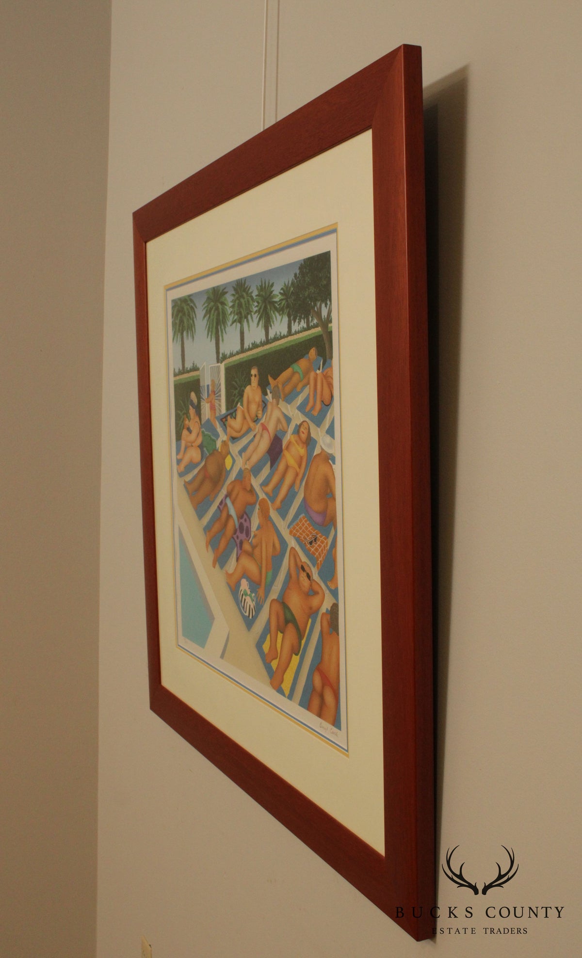 Beryl Cook 'Sunbathers' Custom Frame Signed Lithograph