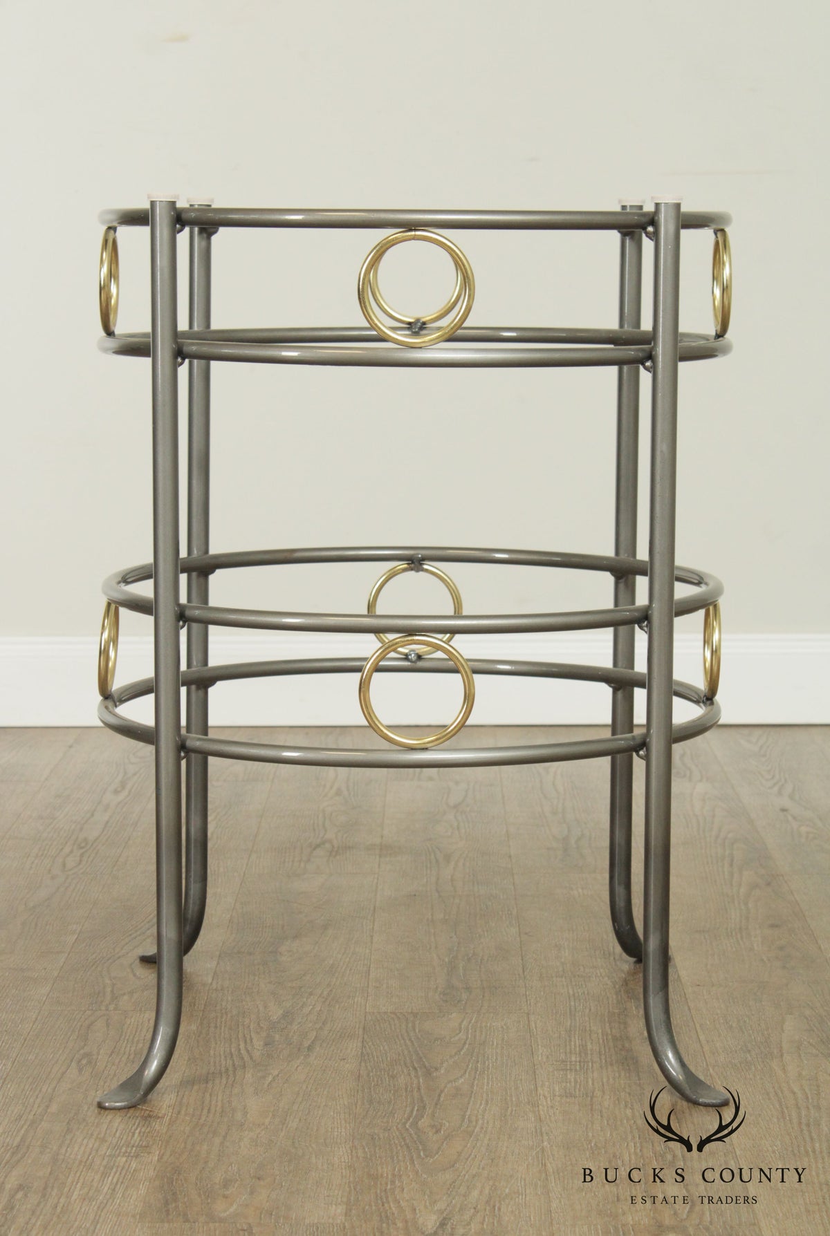 Charleston Forge Pair Circular Iron & Brass Table Bases
