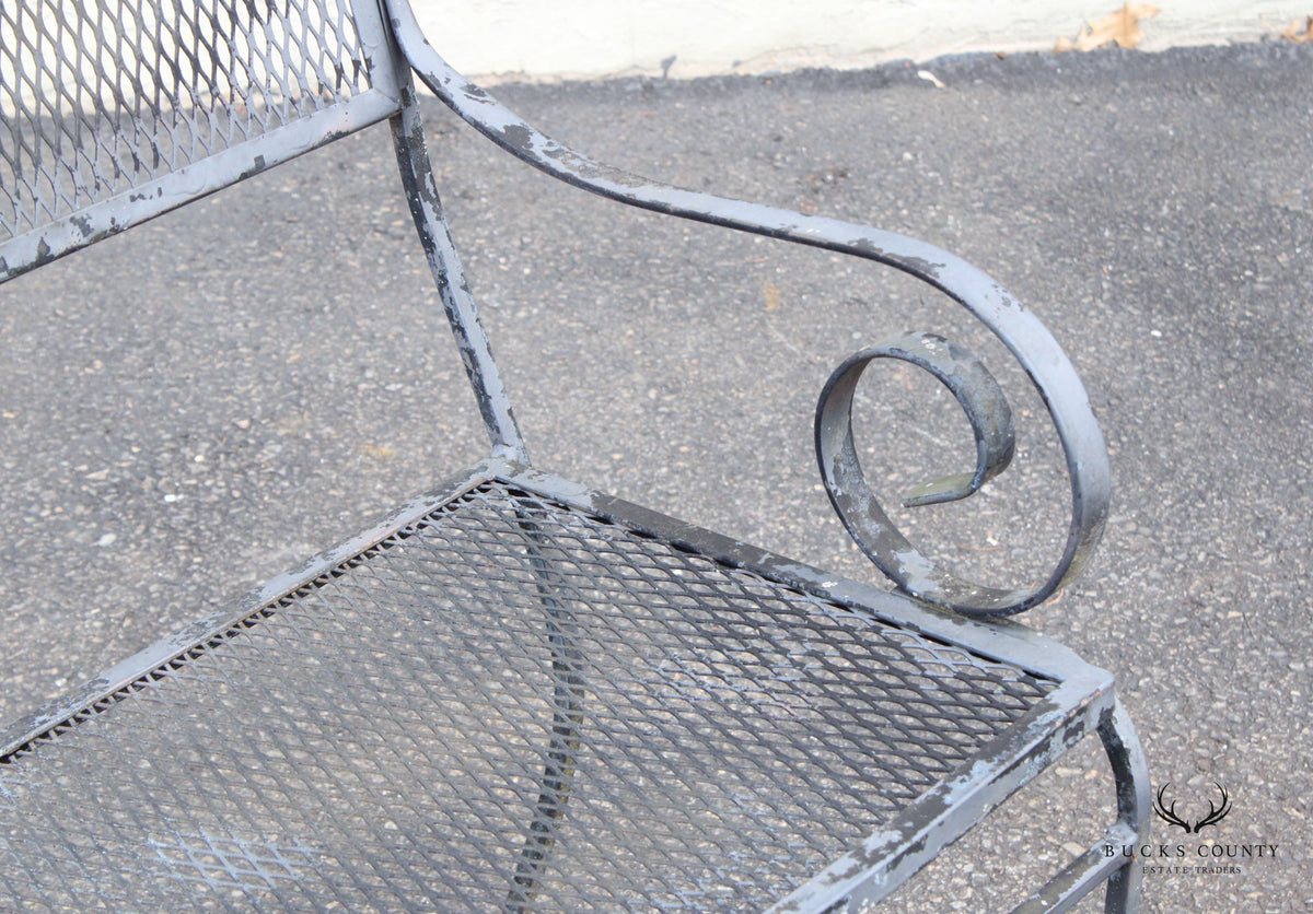 Vintage Wrought Iron Outdoor Garden Bench