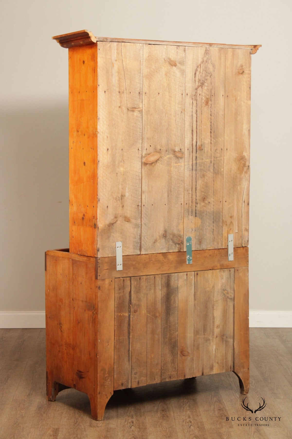 Antique Farmhouse Pine Dry Sink Hutch Cabinet