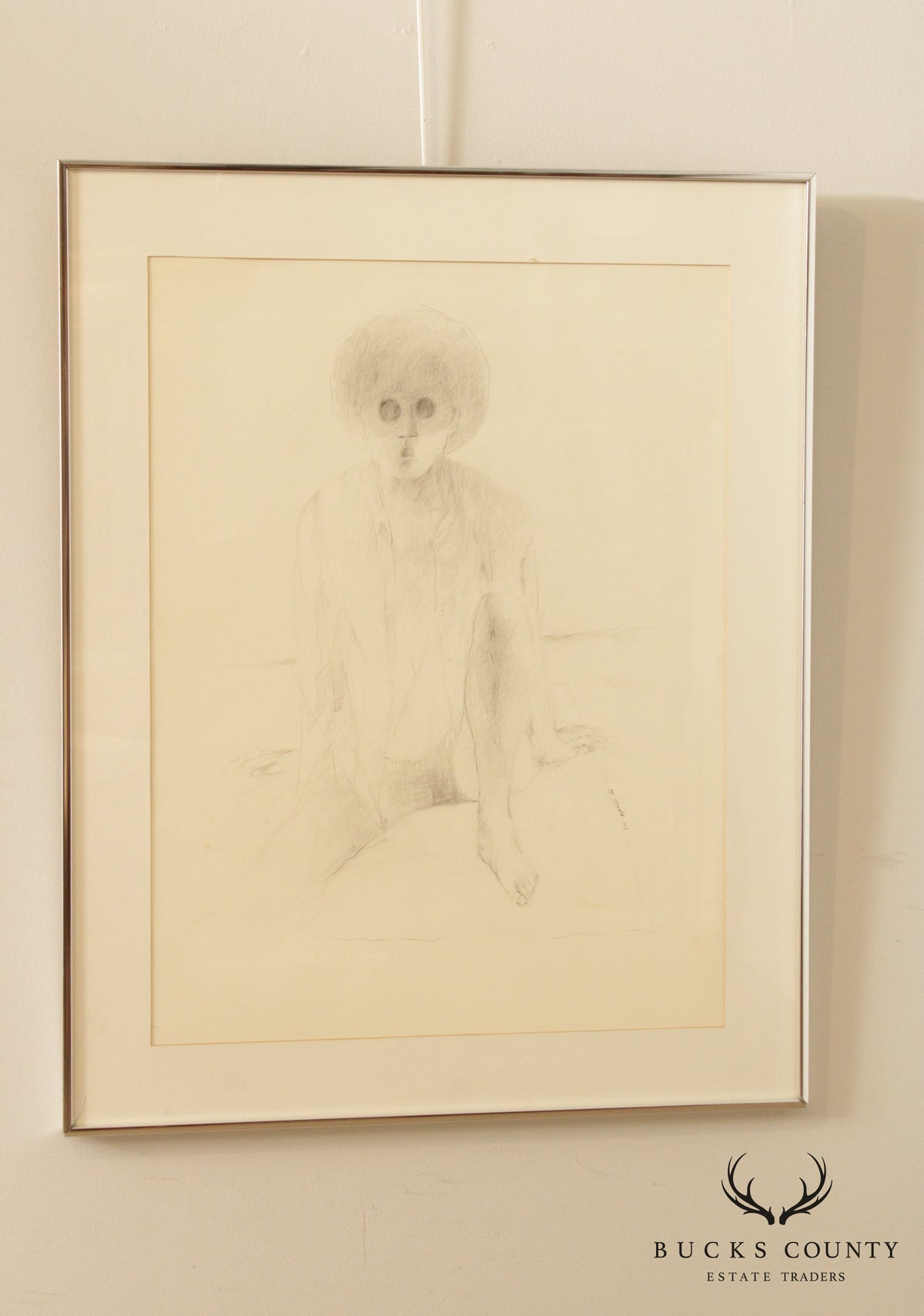 Original Figure Graphite Drawing, Signed