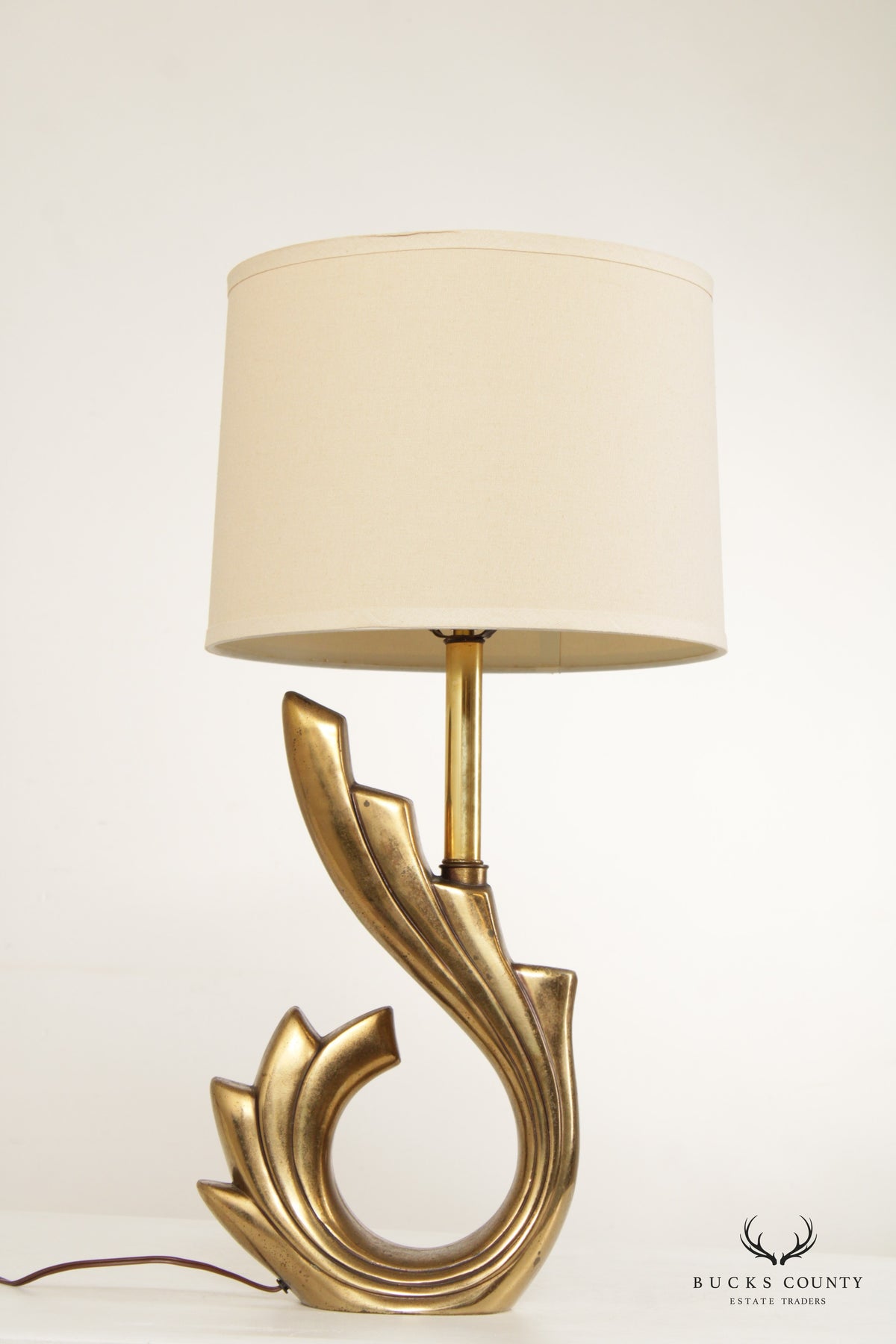 Pierre Cardin Style Pair Modernist Brass Table Lamps