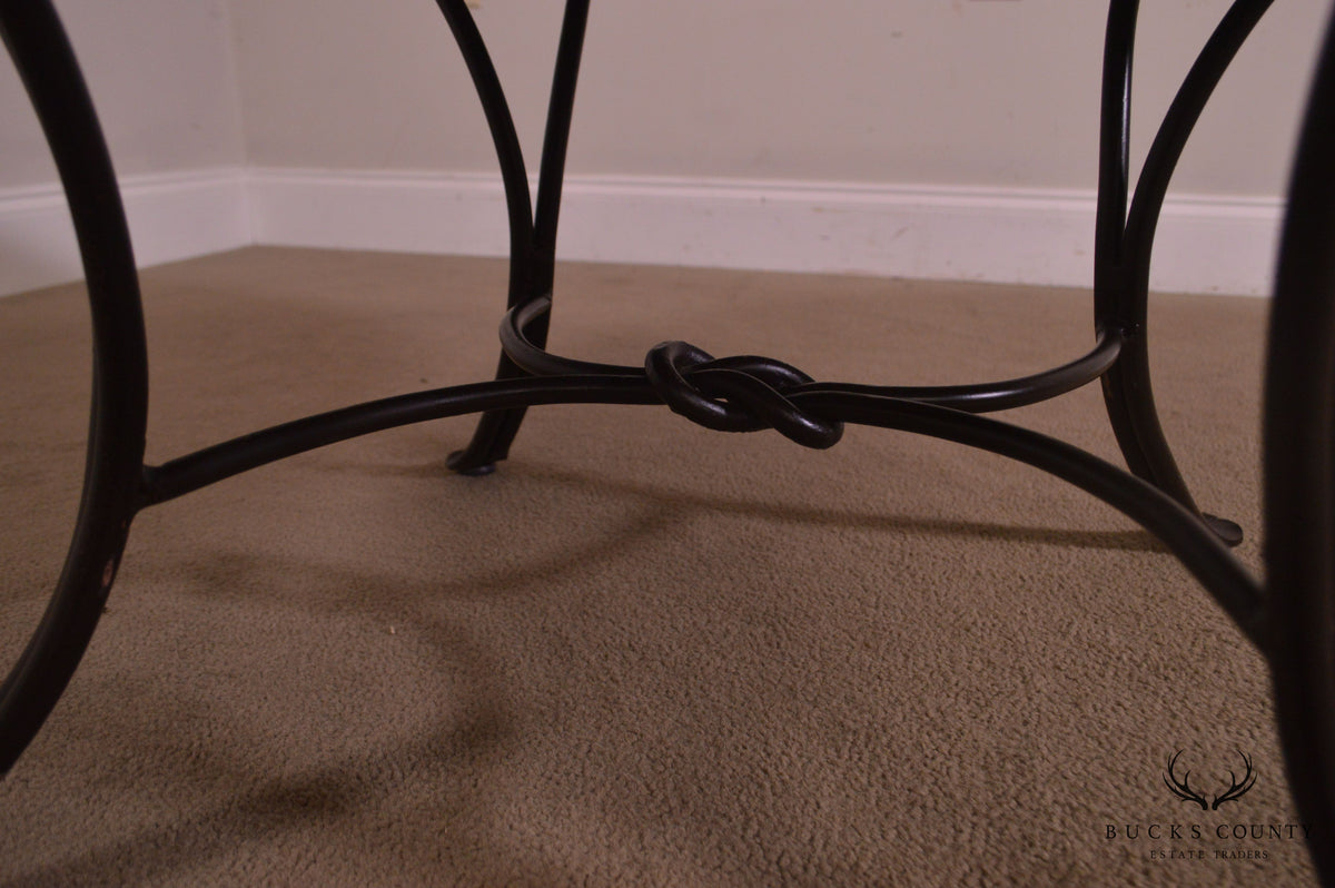 Custom Quality 36" Round Faux Reptile Skin Top Iron Base Coffee Table