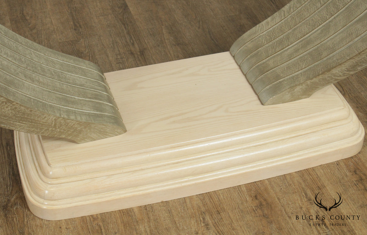 Large Postmodern Travertine Top Console Table