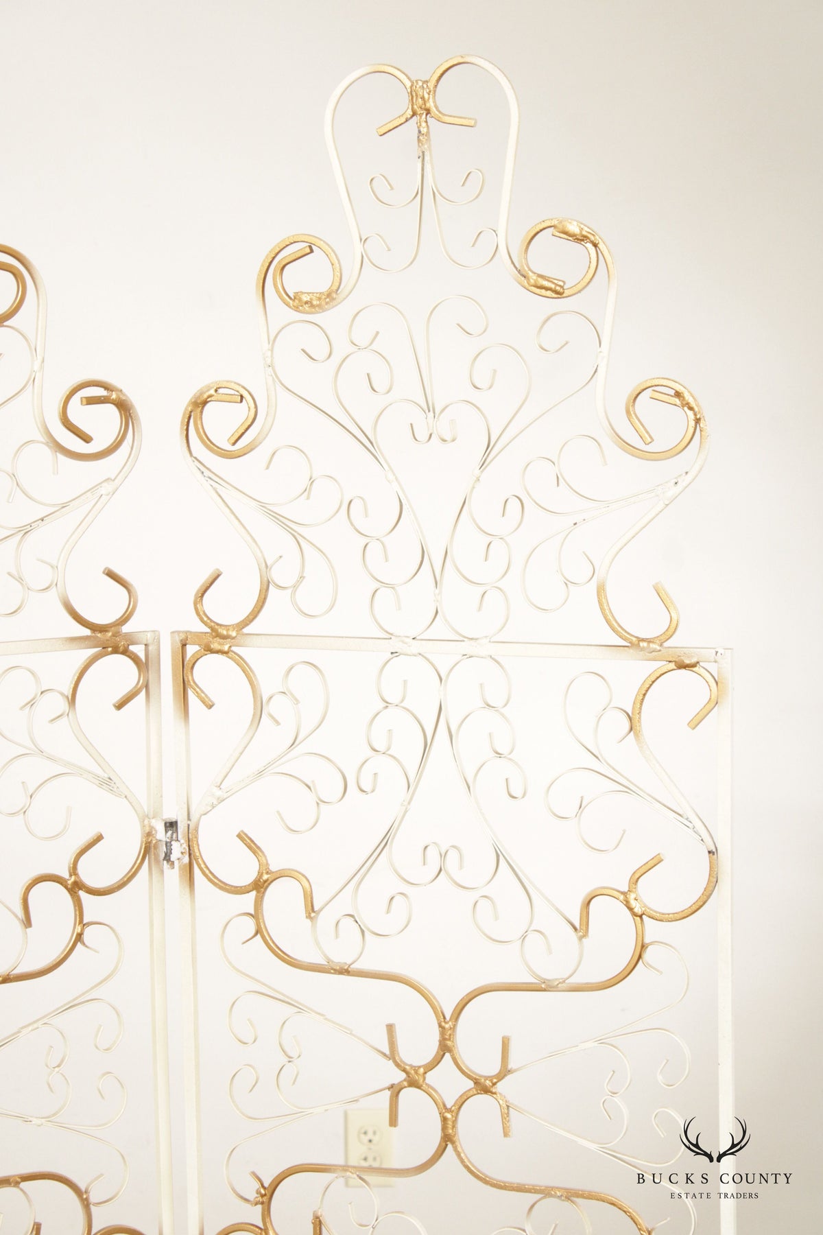 Mid Century Wrought Iron Three-Panel Folding Screen