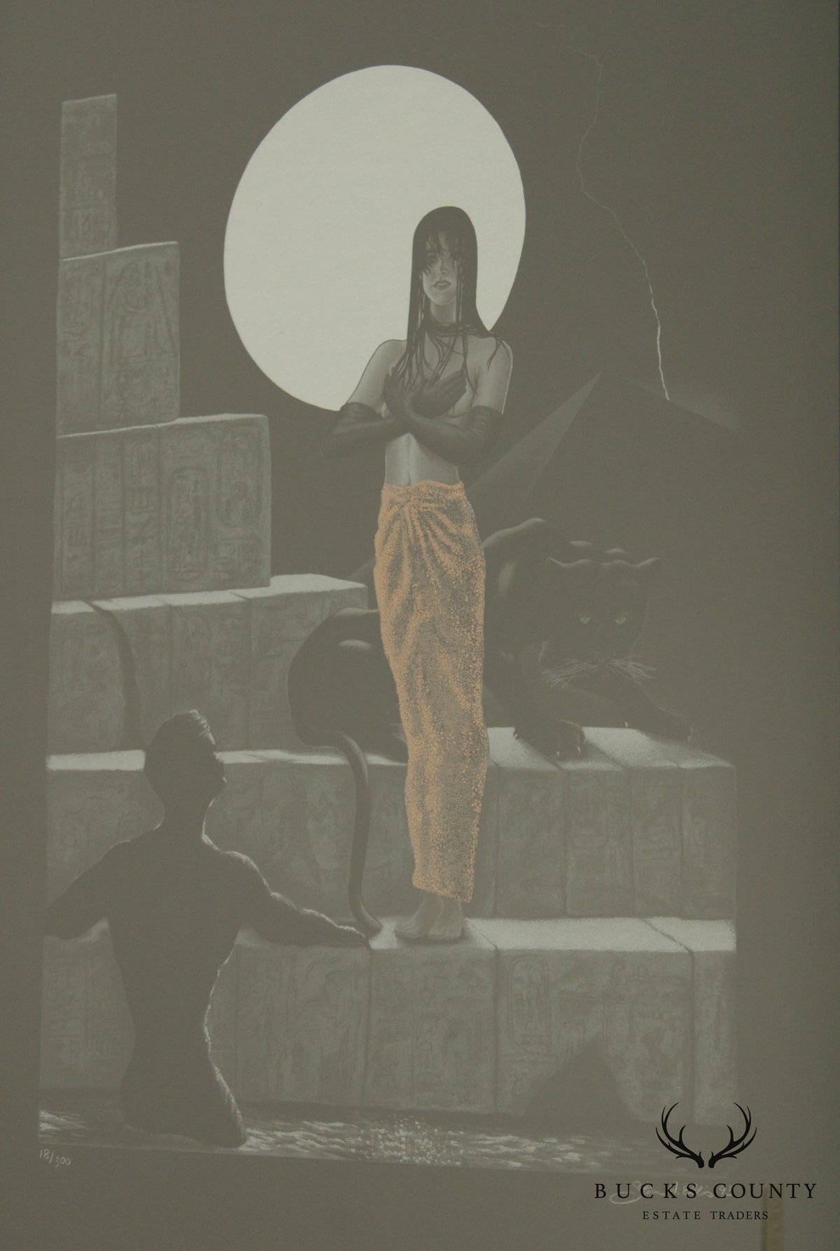 Steve W. Ellis Original Surreal Fantasy Print, Custom Framed