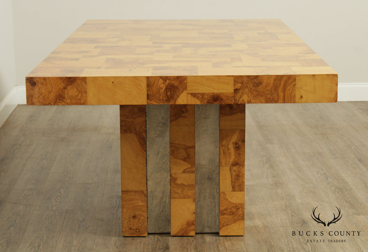 Paul Evans Burlwood & Chrome Cityscape Dining Table
