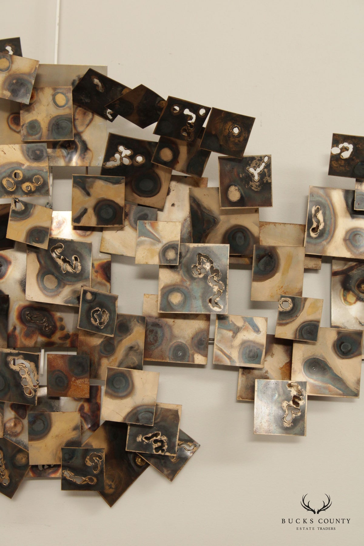 Mid Century Modern Large Brutalist Metal Wall Sculpture