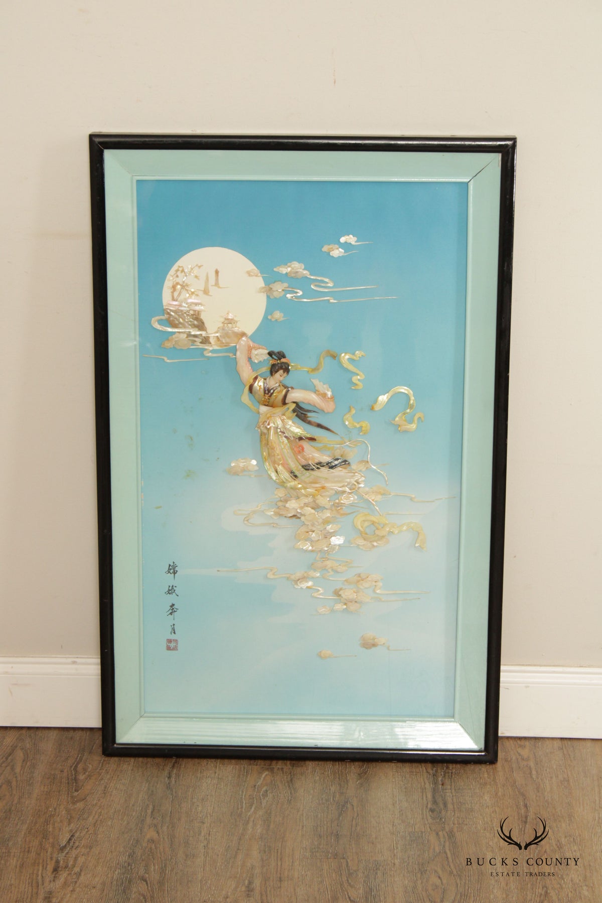 Vintage Chinese 'Chang'e Flying to the Moon' Resin Wall Art
