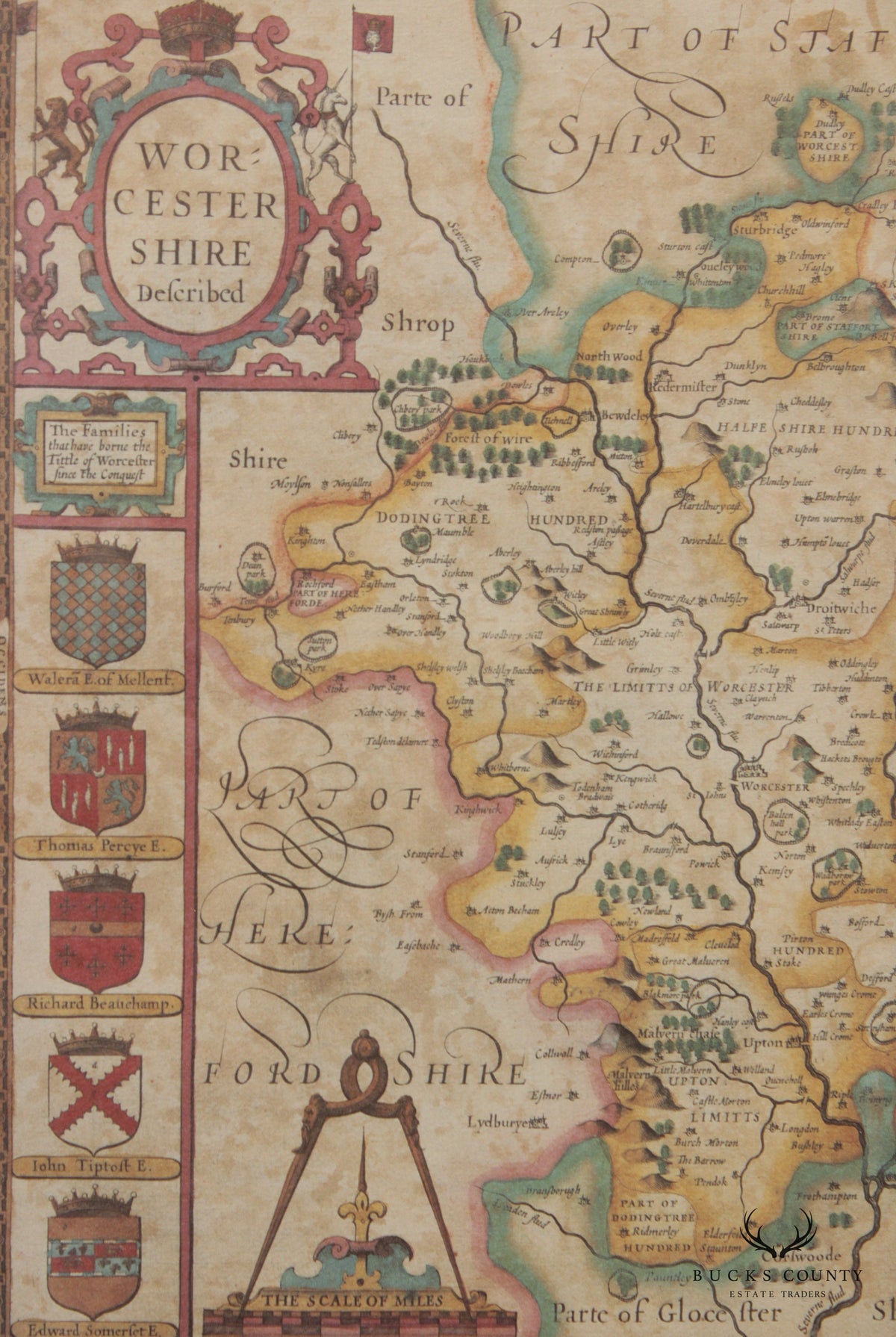 Two Vintage English Worcestershire & Caernarvonshire City Maps After John Speed
