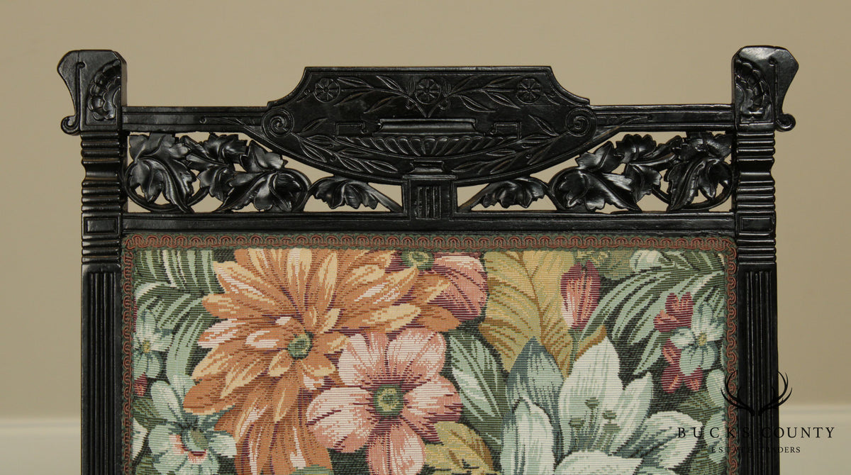 Antique Ebonized Aesthetic Carved Side Chair