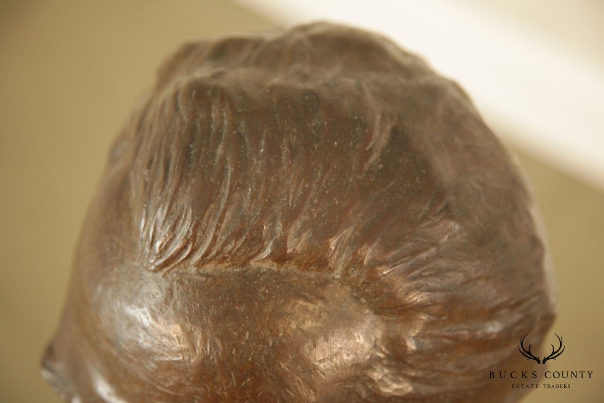 Lawrence Ludtke 1980s Bronze Male Bust Portrait