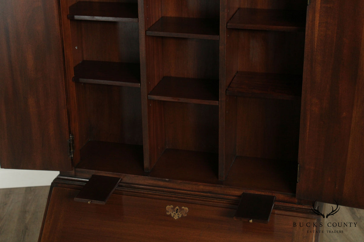 Maddox Chippendale Style Vintage Mahogany Block Front Secretary Desk