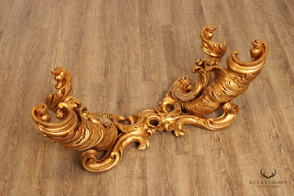 Italian Rococo Style Carved Gilt Wood Coffee Table Base