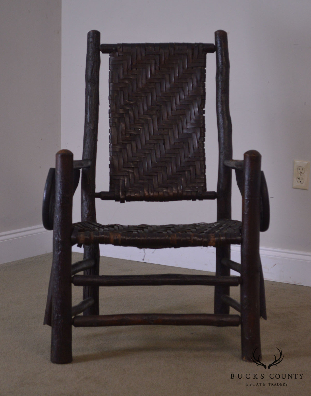Old Hickory Antique Rustic Drop Side Student Armchair