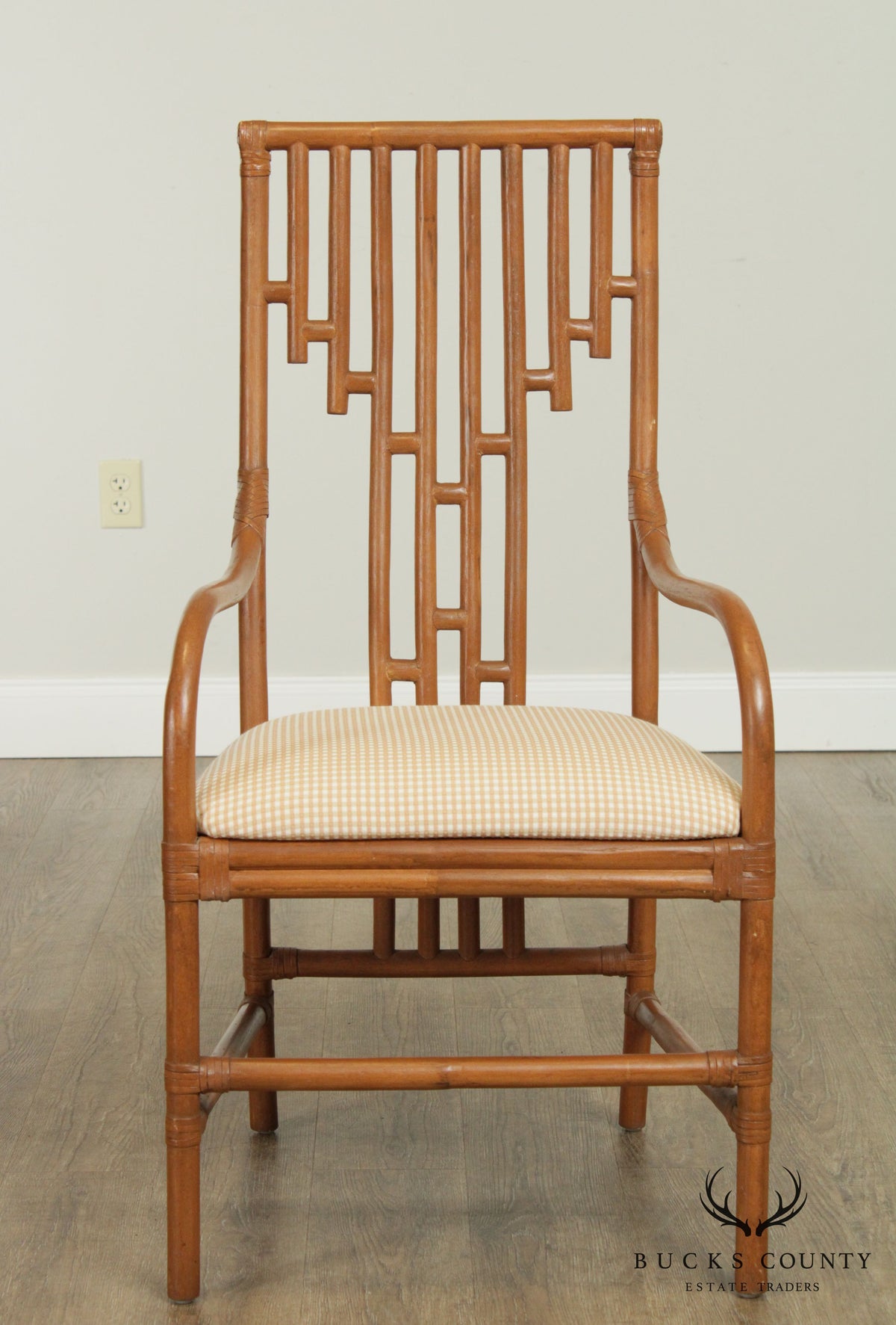 Quality Pair Rattan High Back Armchairs